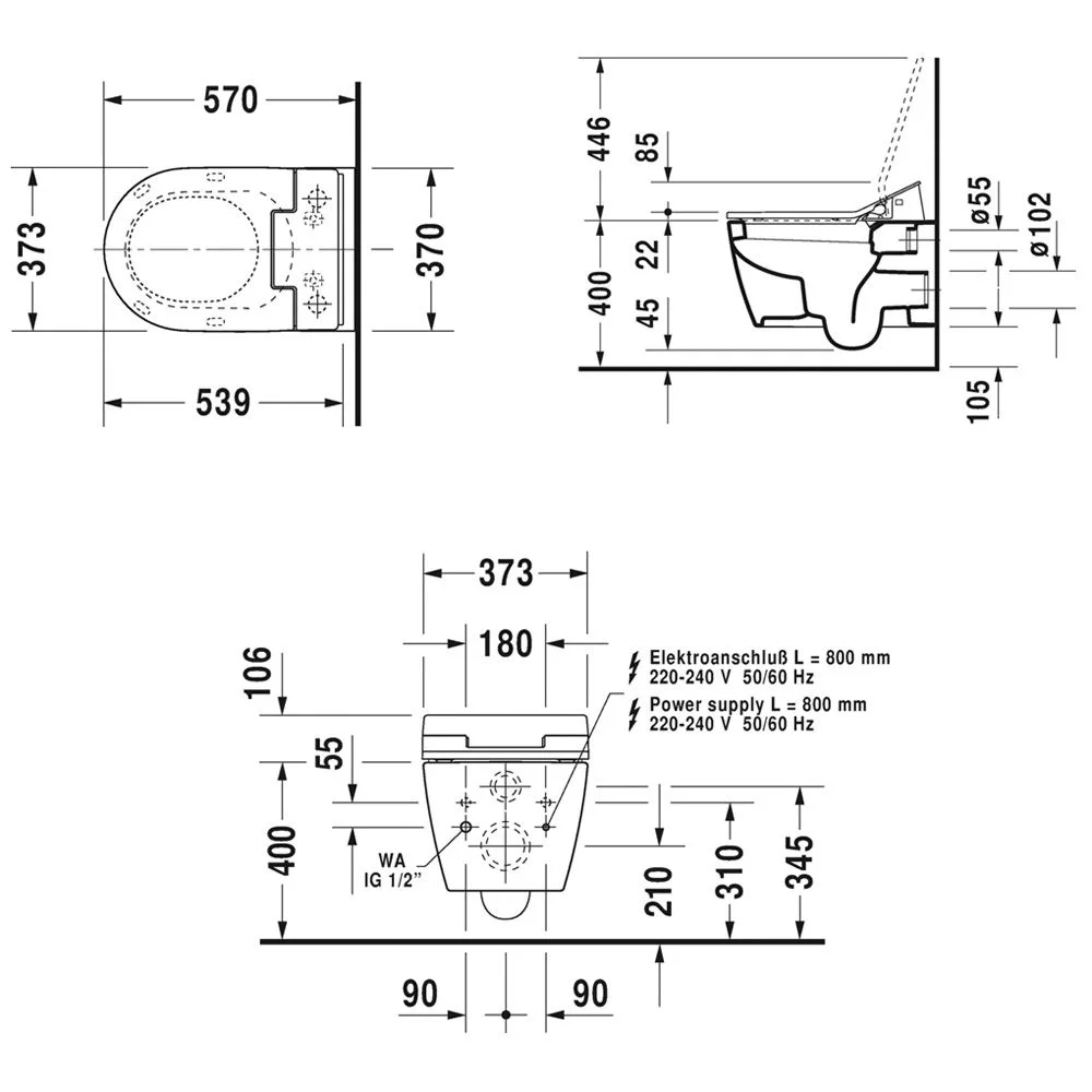 Duravit ME by Starck Wand-WC für SensoWash Bild 3