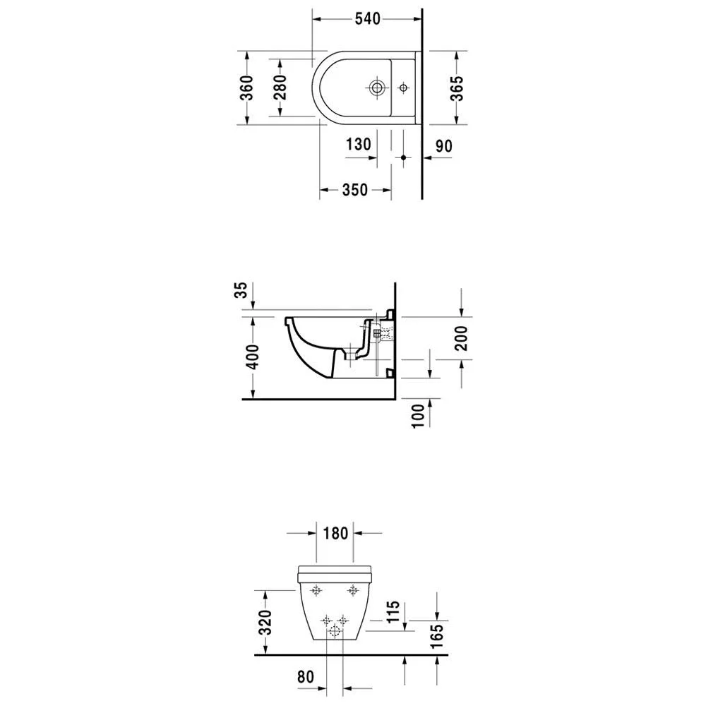 Duravit Starck 3 Wand-Bidet mit verdeckter Befestigung Bild 4