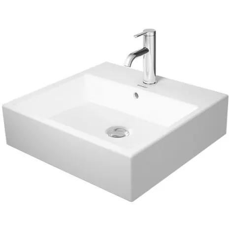 Kwadratowa biała umywalka z jednouchwytową baterią, Duravit