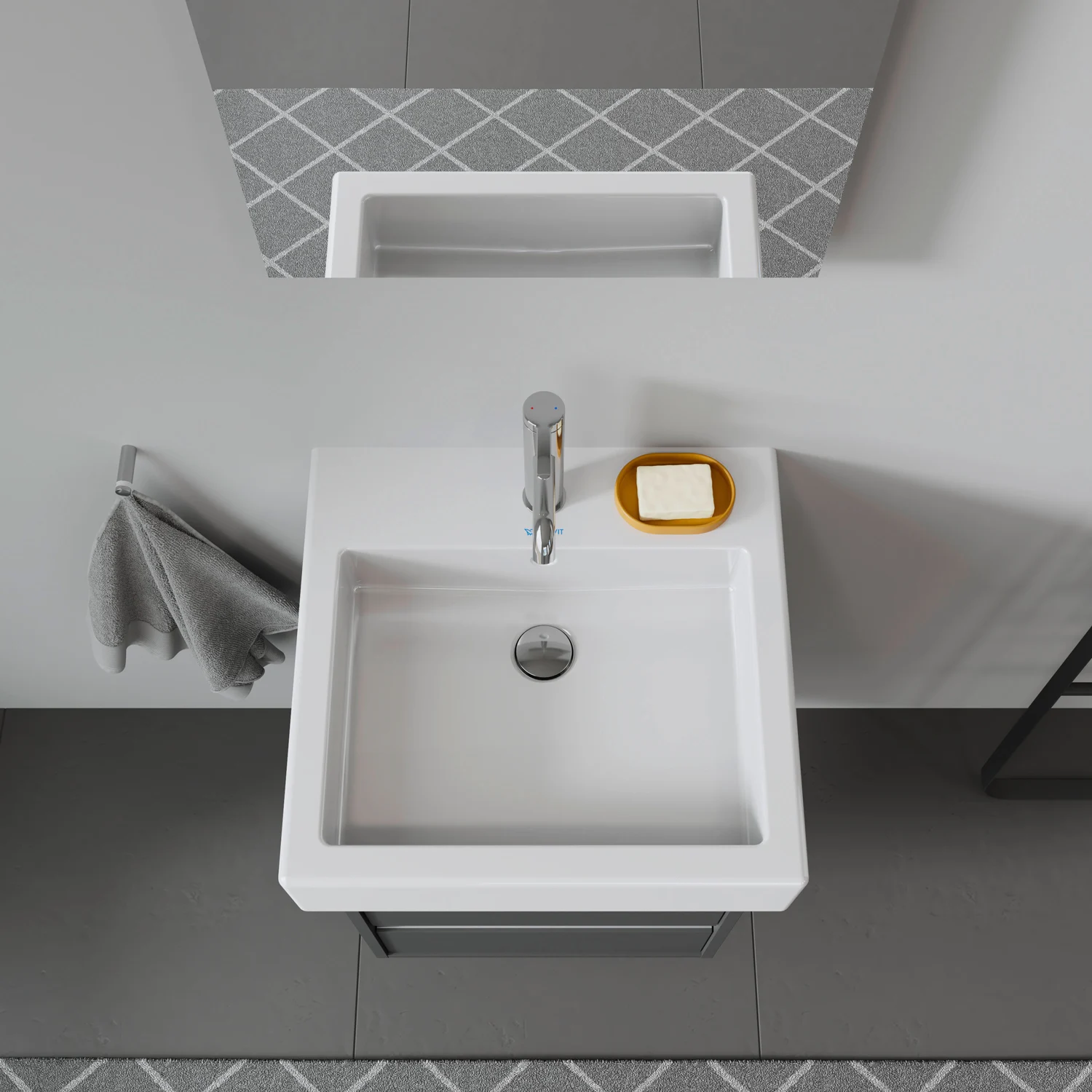 Widok z góry na umywalkę w łazience, Duravit