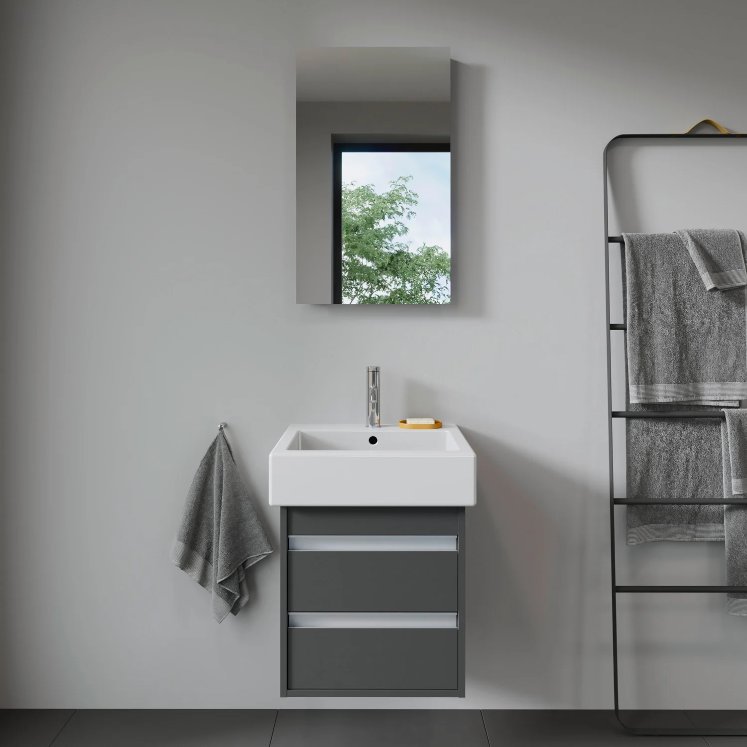 Łazienka z umywalką i lustrem, Duravit