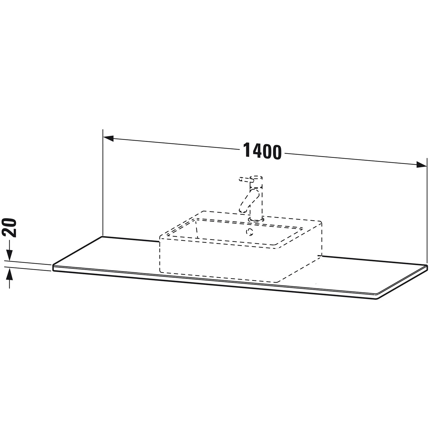 Duravit XSquare Massivholzkonsole 140 cm, mit einem Ausschnitt mittig Bild 2