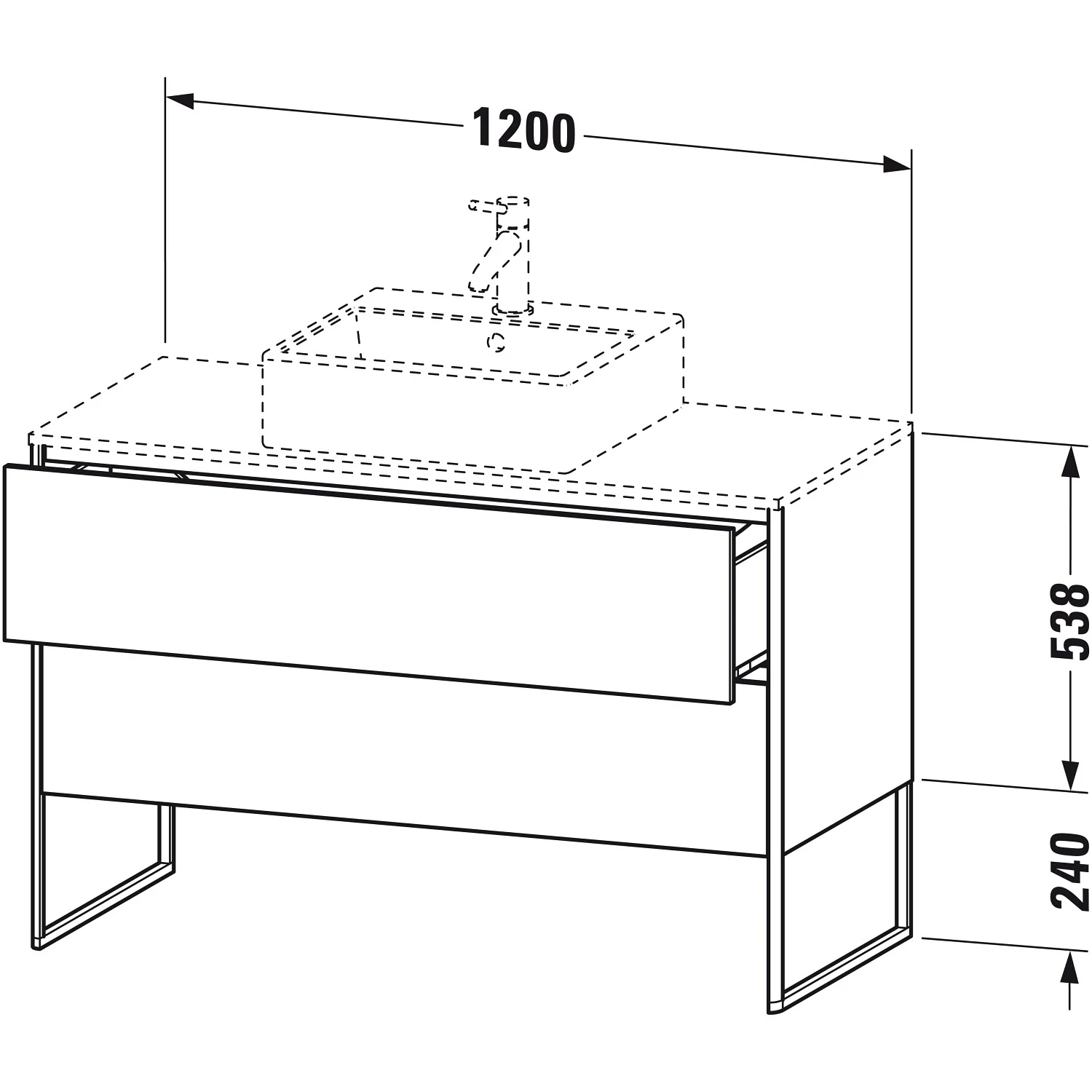 Duravit XSquare Waschtischunterbau für Konsole stehend 120 cm, mit 2 Auszüge Bild 2