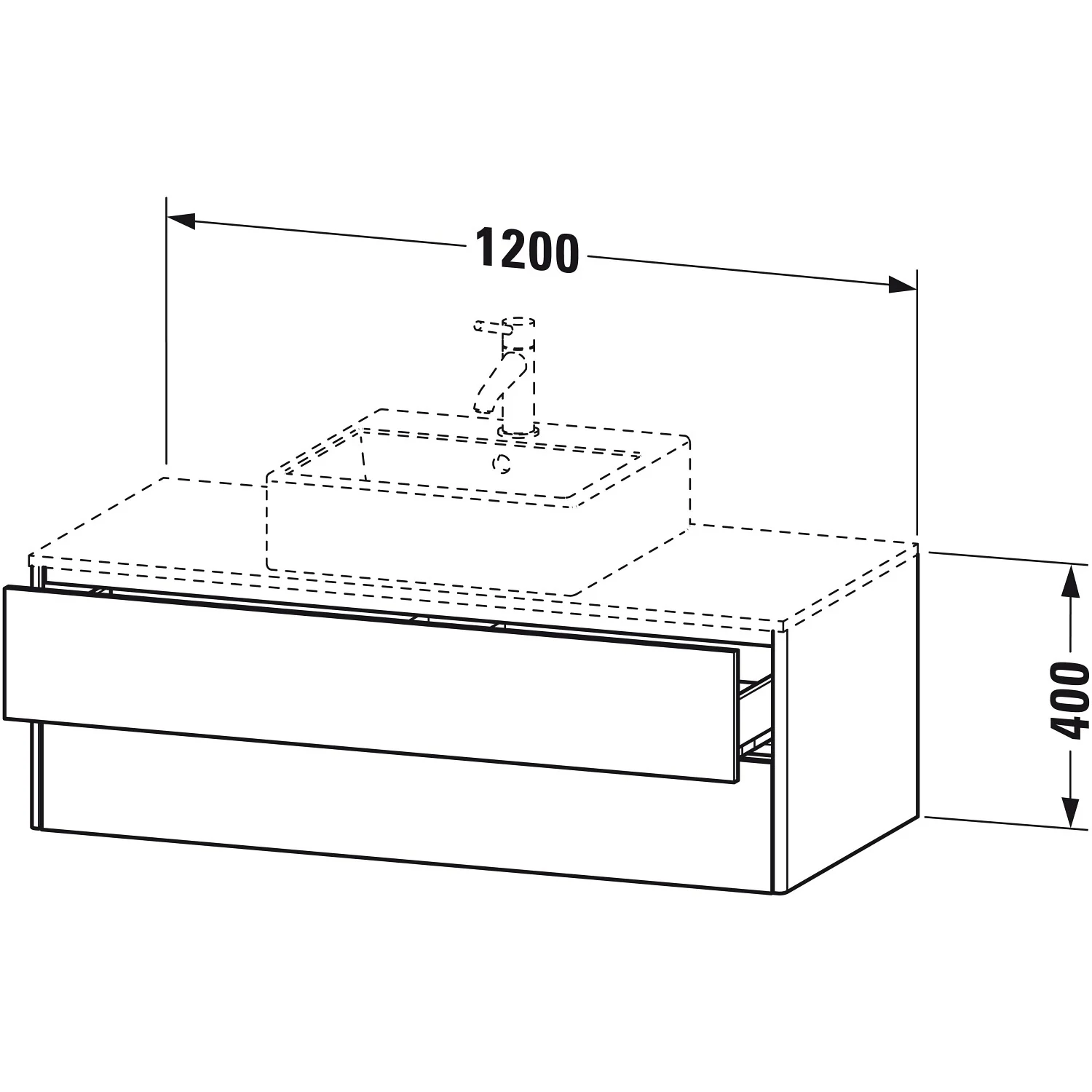 Duravit XSquare Waschtischunterbau für Konsole wandhängend 120 cm, mit 2 Schubladen Bild 2