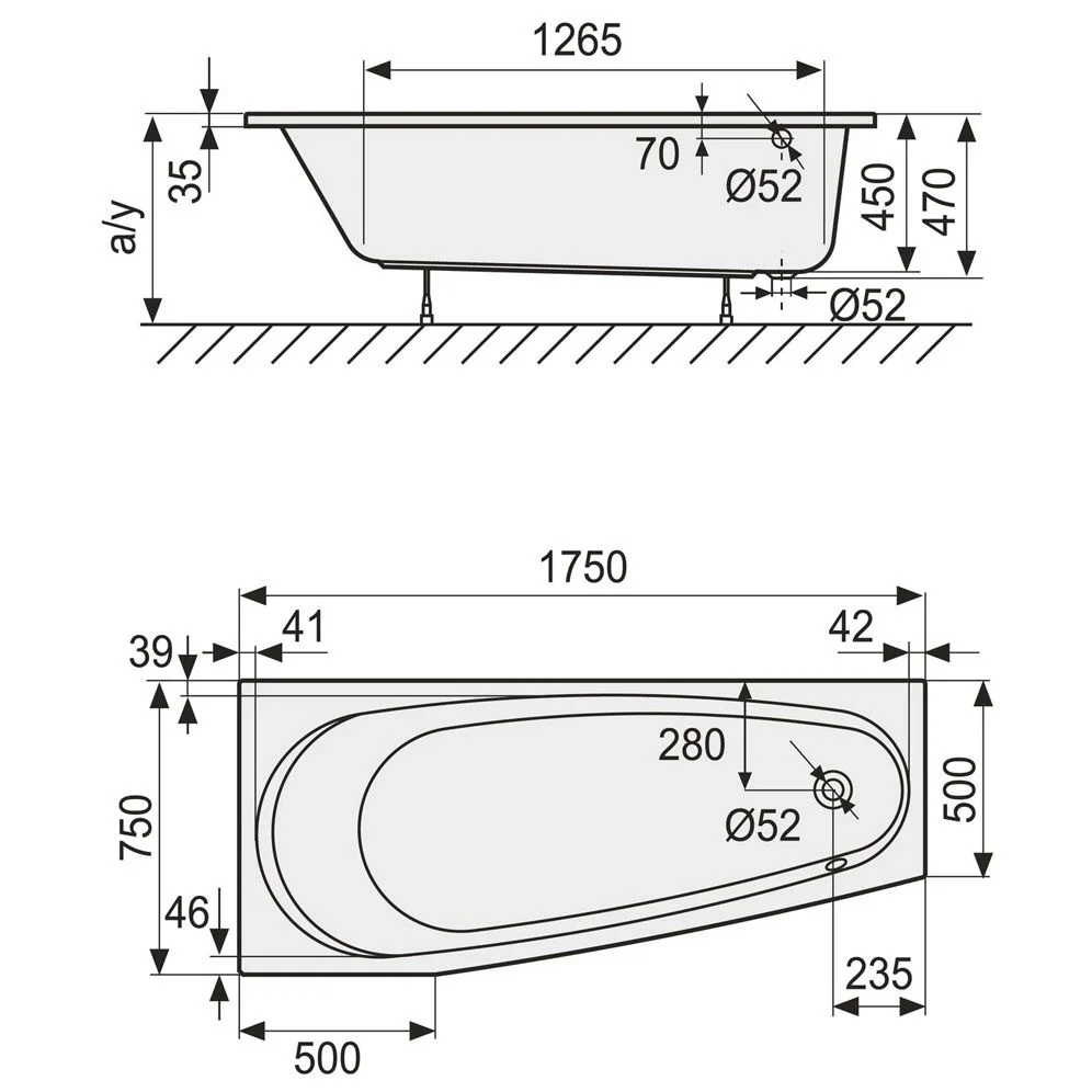 DUSCHOLUX Piccolo 173 Kleinraum-Badewanne Einbau Ecke links Bild 4