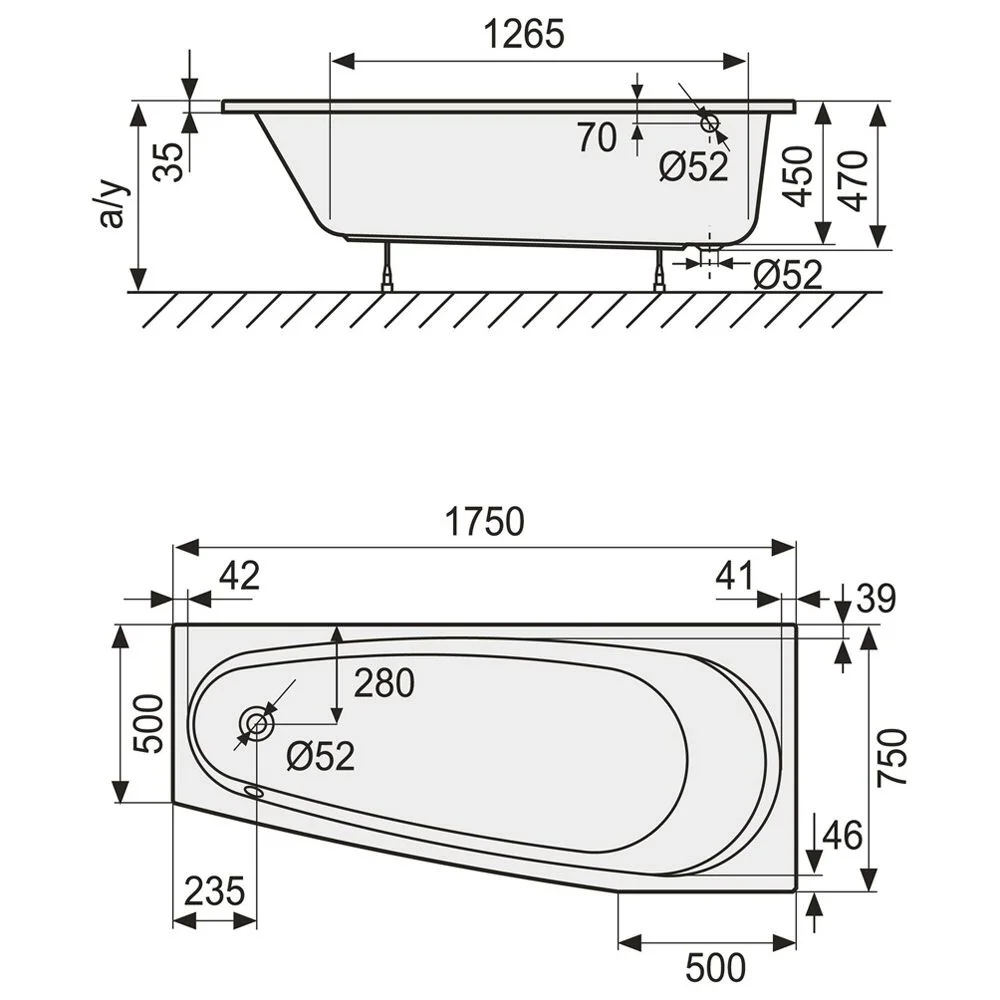 DUSCHOLUX Piccolo 174 Kleinraum-Badewanne Einbau Ecke rechts Bild 4