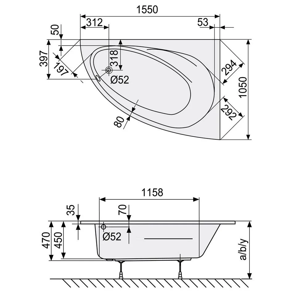 DUSCHOLUX Malaga 461 Raumsparwanne asymmetrisch rechts Bild 3