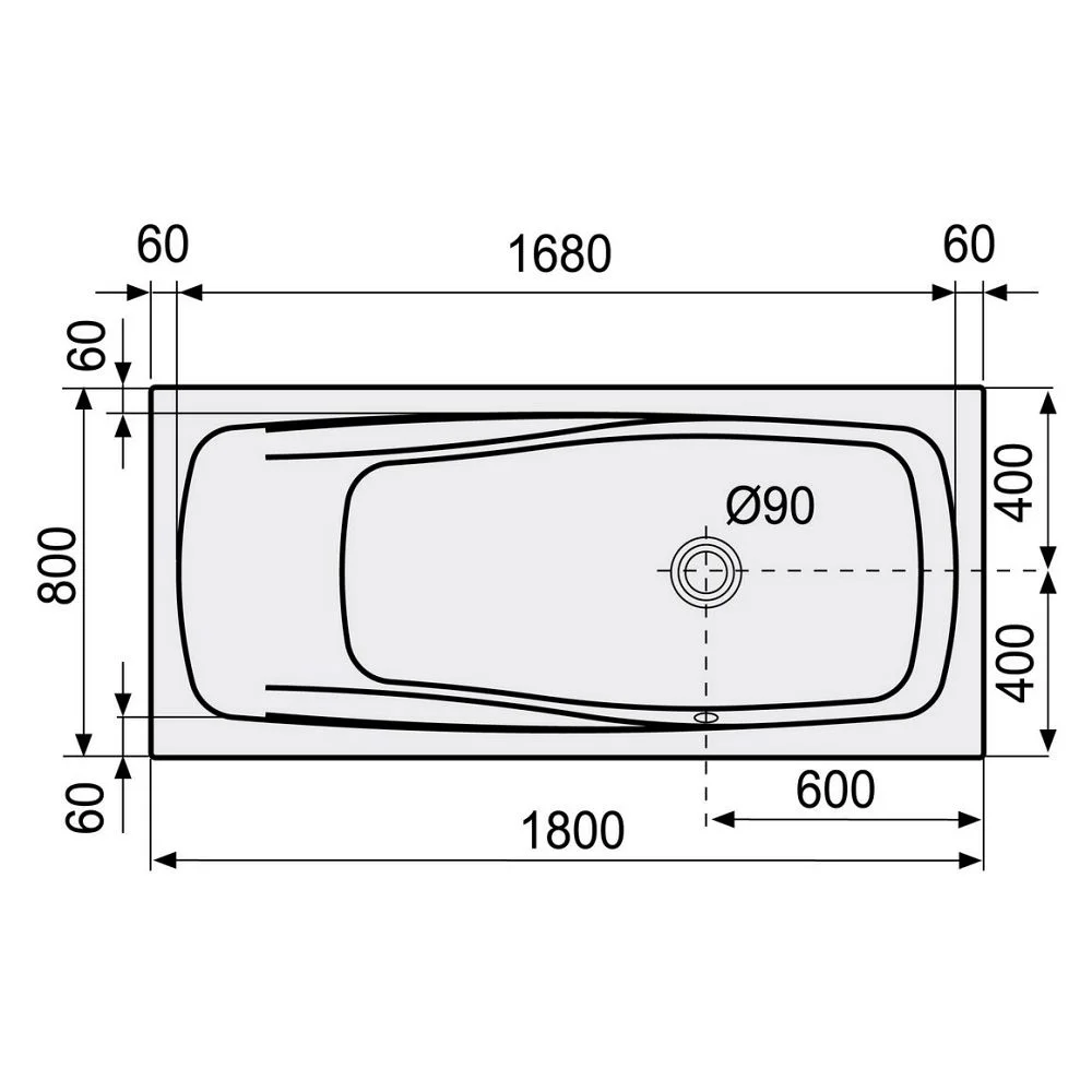 DUSCHOLUX Ancona 118 Free-Line Badewanne 180 x 80 cm Bild 3