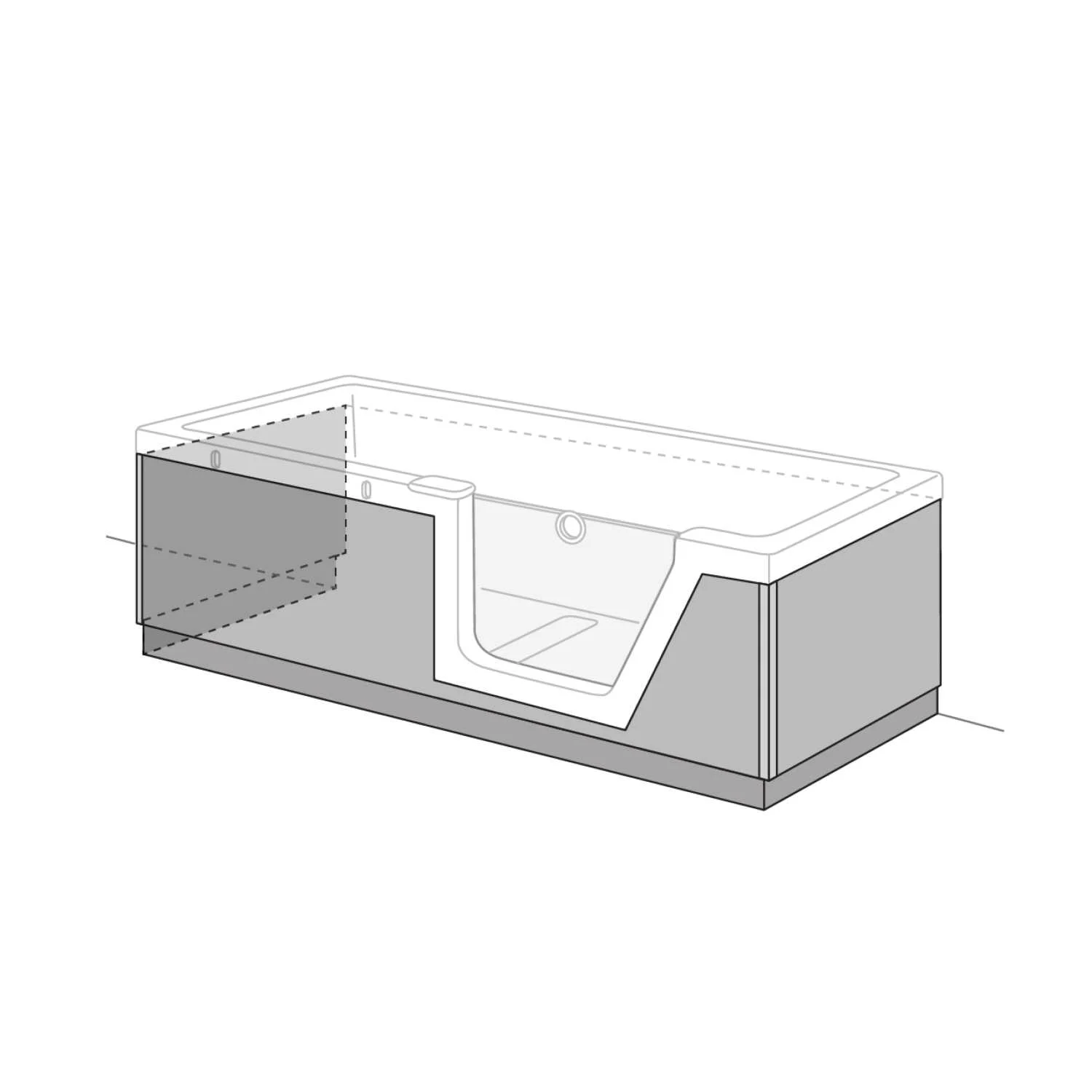 DUSCHOLUX Step-in Pure Schürze PanElle Front-, Rücken- und Fußteil für 180 x 80 cm
