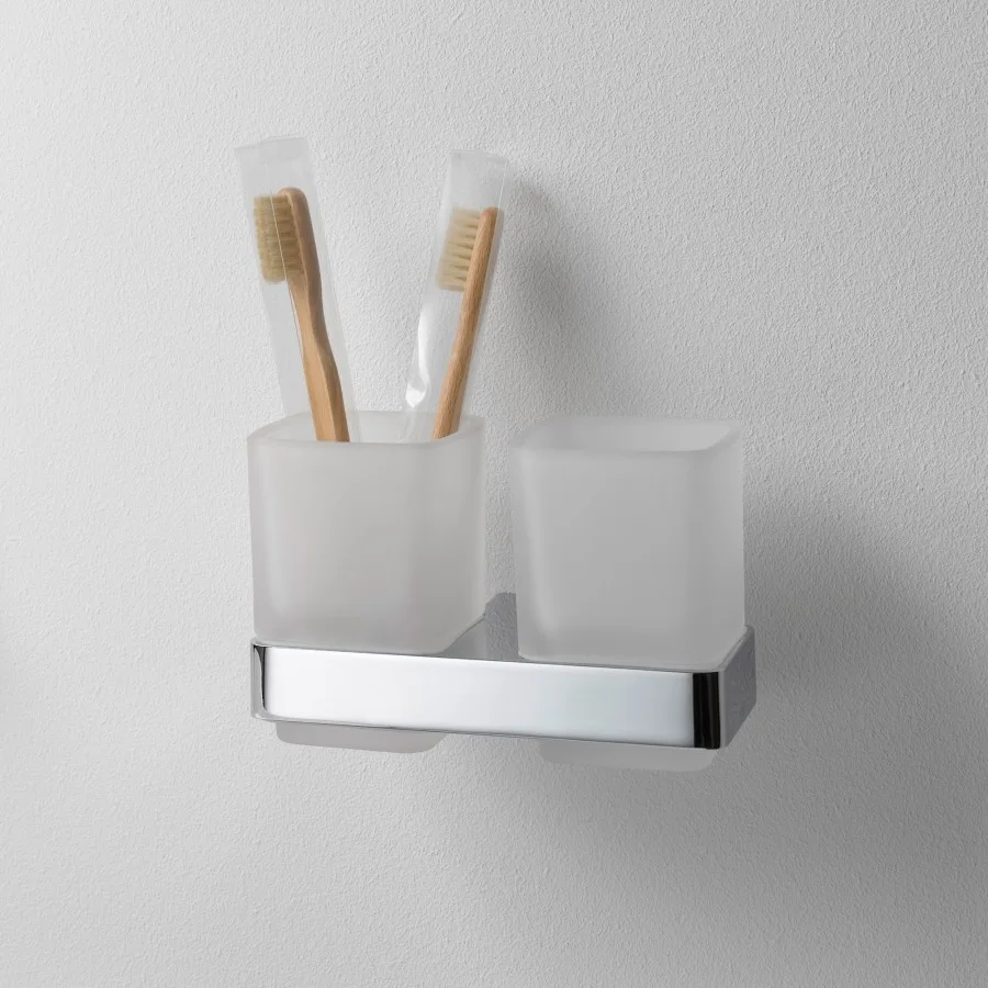 Emco Loft Doppelglashalter mit Kristallgläsern, satiniert