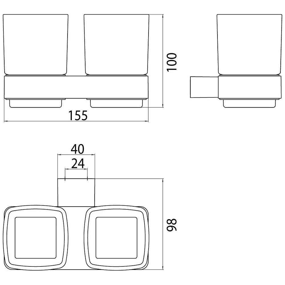Emco Loft black Doppelglashalter mit Kristallgläsern, satiniert Bild 3