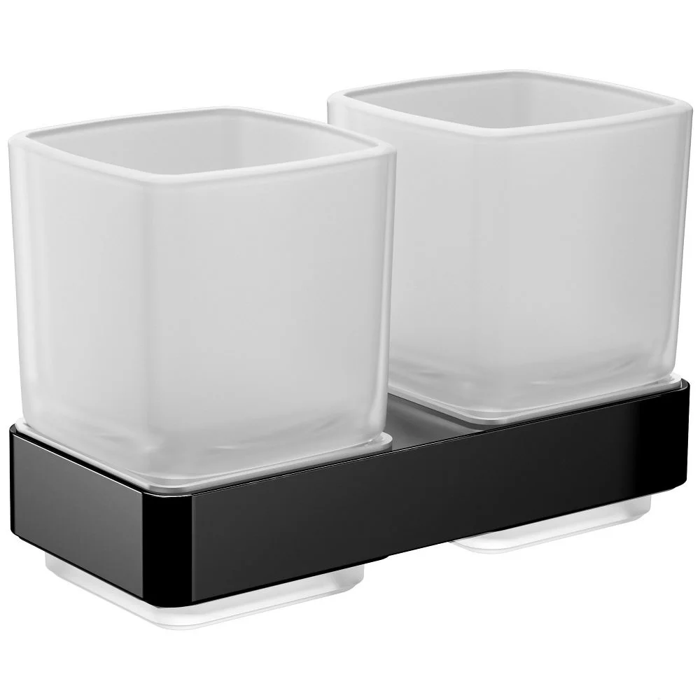 Emco Loft black Doppelglashalter mit Kristallgläsern, satiniert
