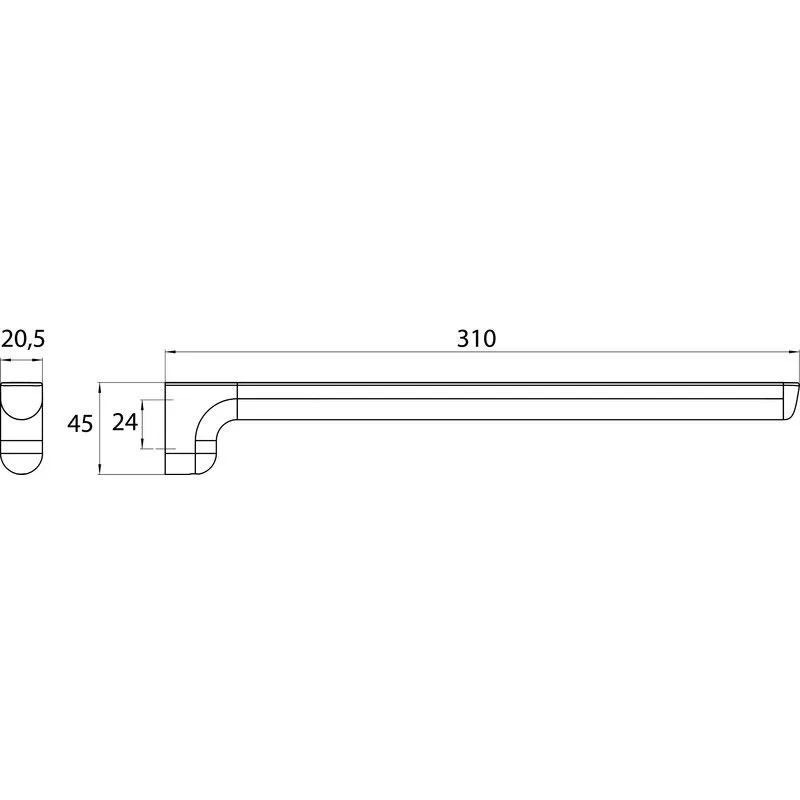 Rysunek techniczny uchwytu na ręczniki 310 mm, Emco
