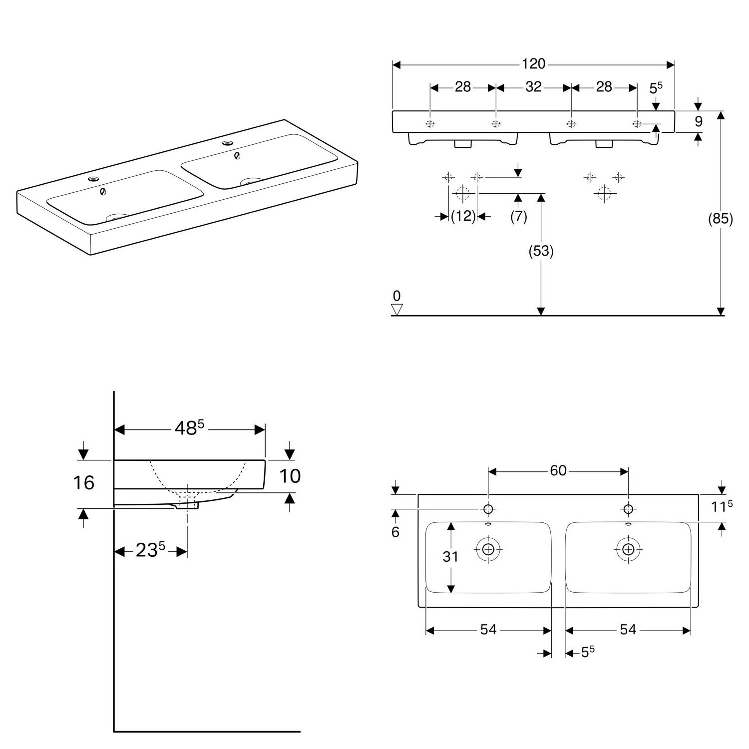 Geberit iCon Doppelwaschtisch 120 cm Bild 3