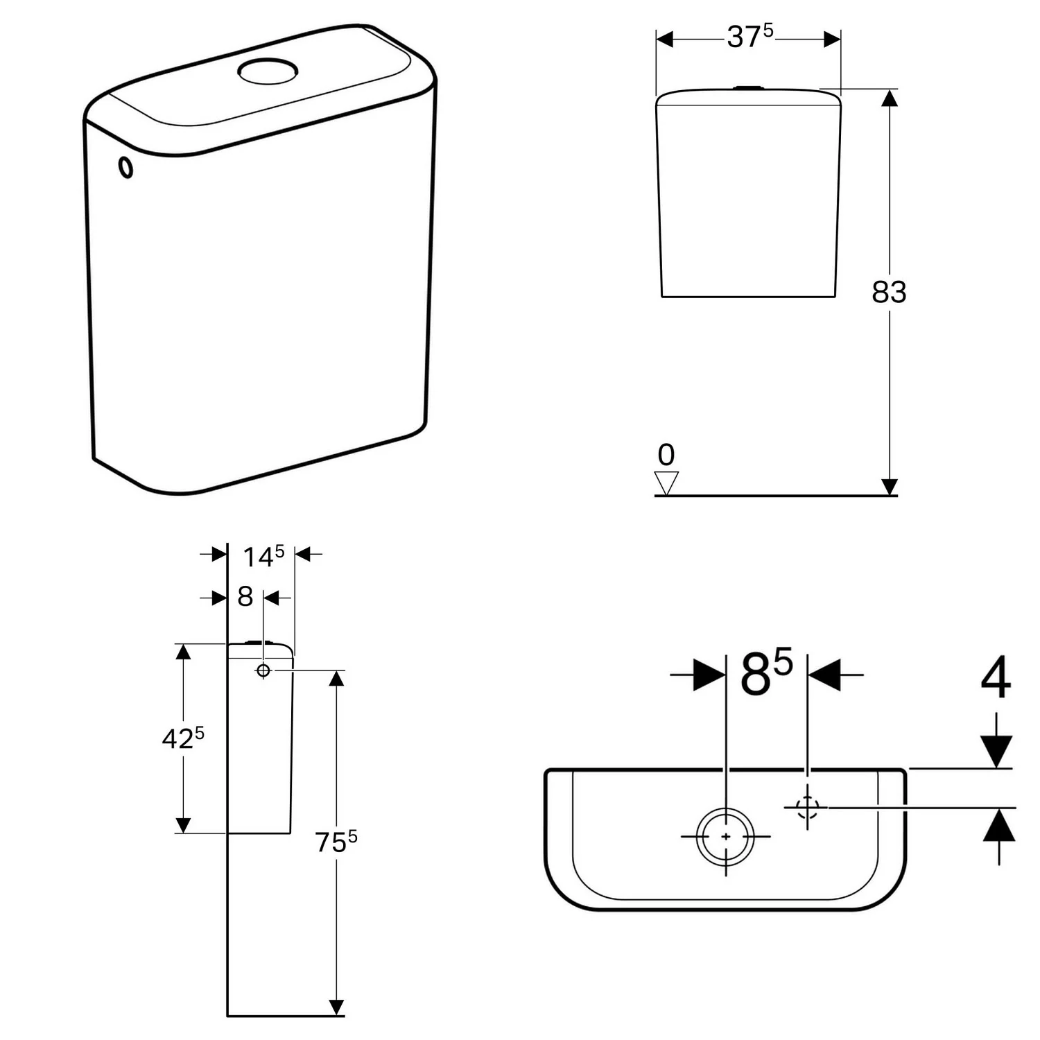 Geberit iCon AP-Spülkasten aufgesetzt mit 2-Mengen-Spülung Bild 2