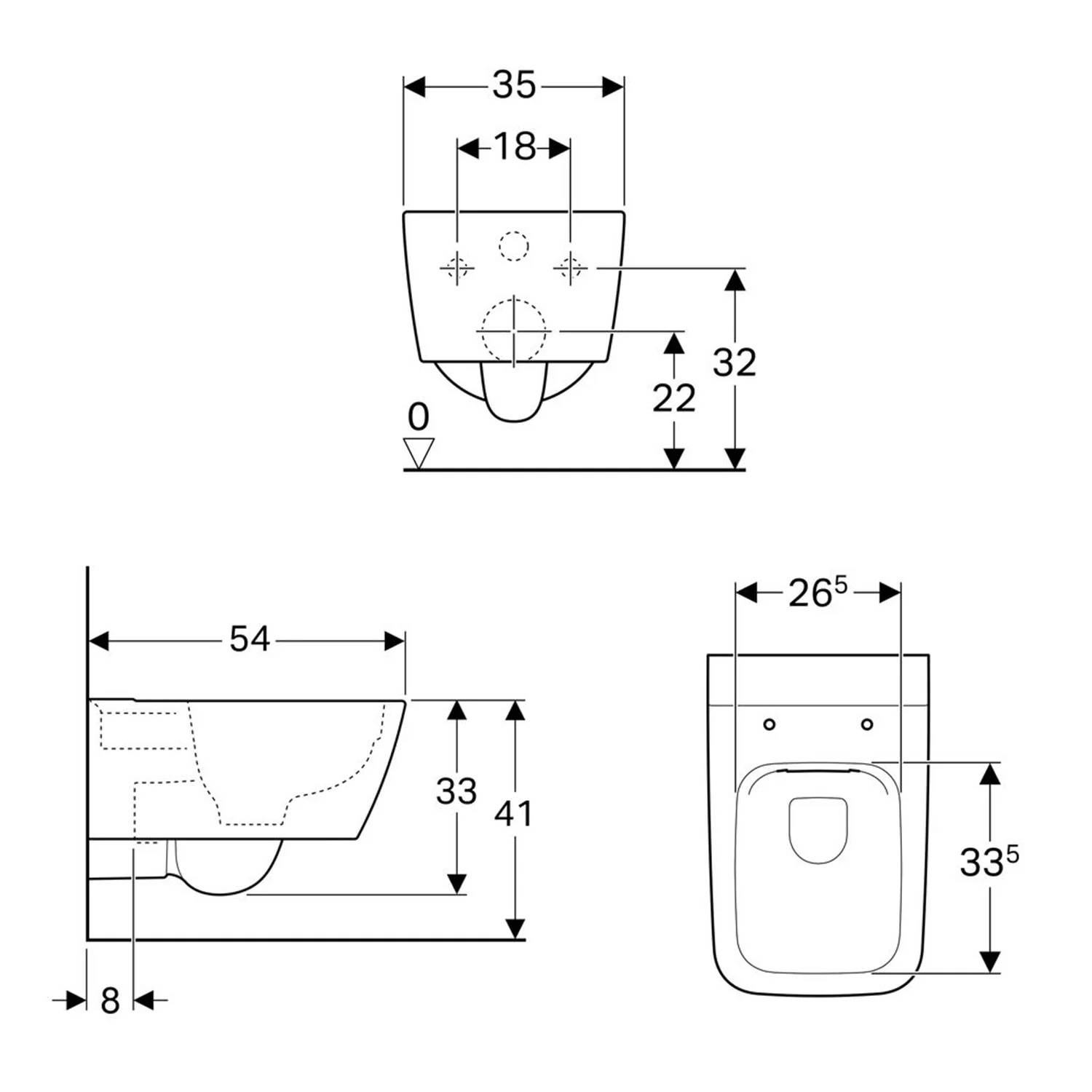 Geberit iCon Square Wand-WC Tiefspüler ohne Spülrand Bild 3