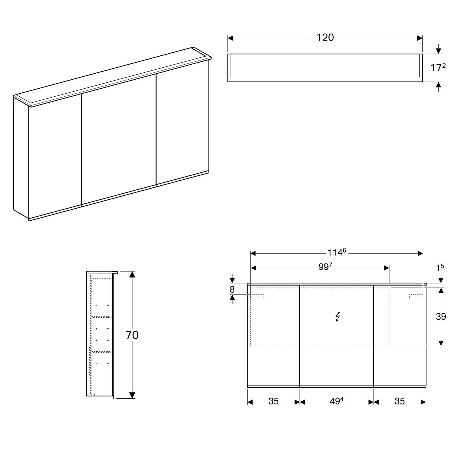 Geberit Option Spiegelschrank Plus mit Beleuchtung 120 cm Bild 2