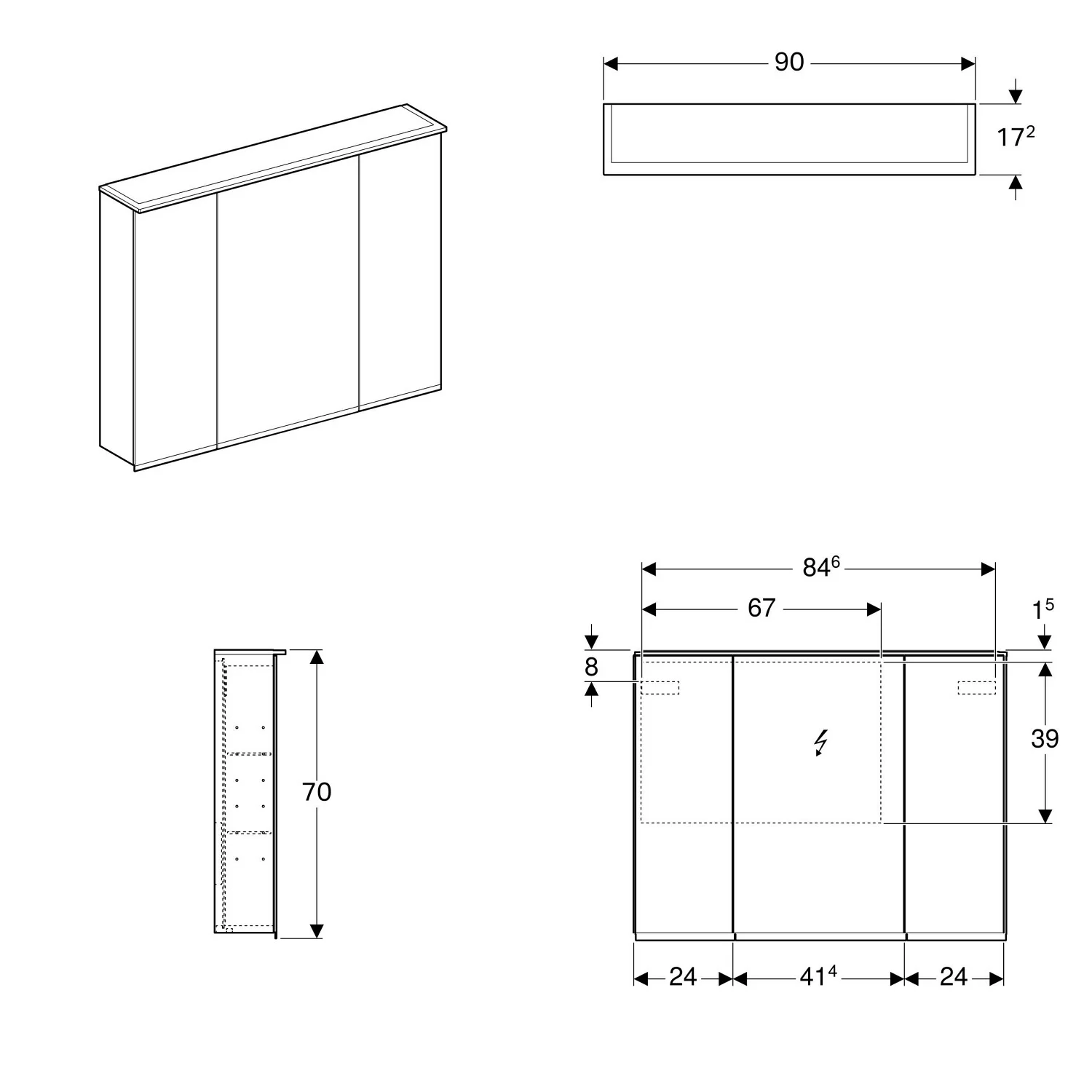 Geberit Option Spiegelschrank Plus mit Beleuchtung 90 cm Bild 4