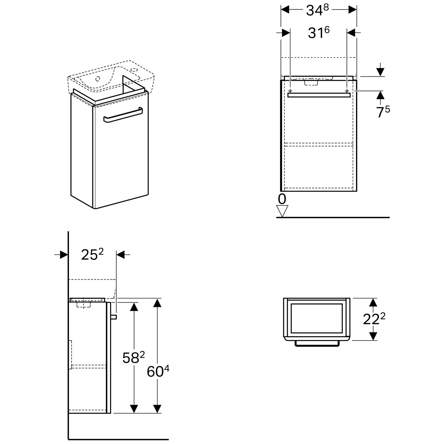 Geberit Renova Compact Handwaschbecken-Unterschrank 34,8 cm Bild 3