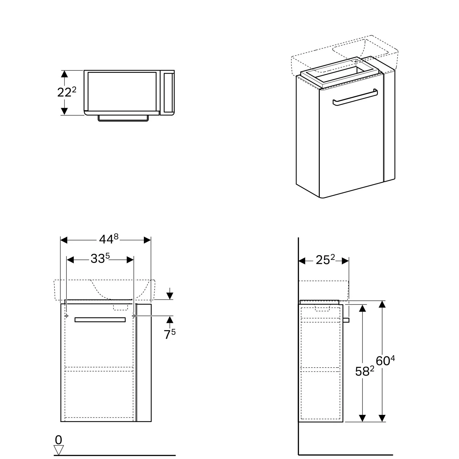 Geberit Renova Compact Handwaschbecken-Unterschrank 44,8 cm, mit Handtuchhalter rechts Bild 2