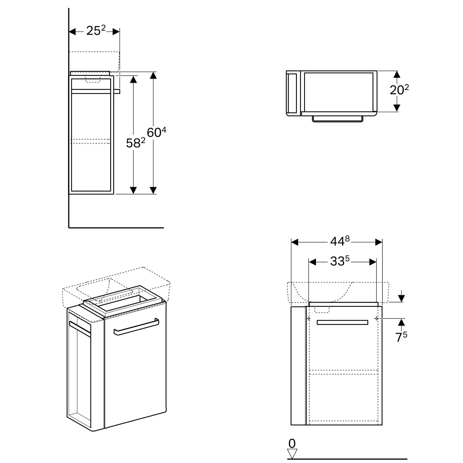 Geberit Renova Compact Handwaschbecken-Unterschrank 44,8 cm, mit Handtuchhalter links Bild 2