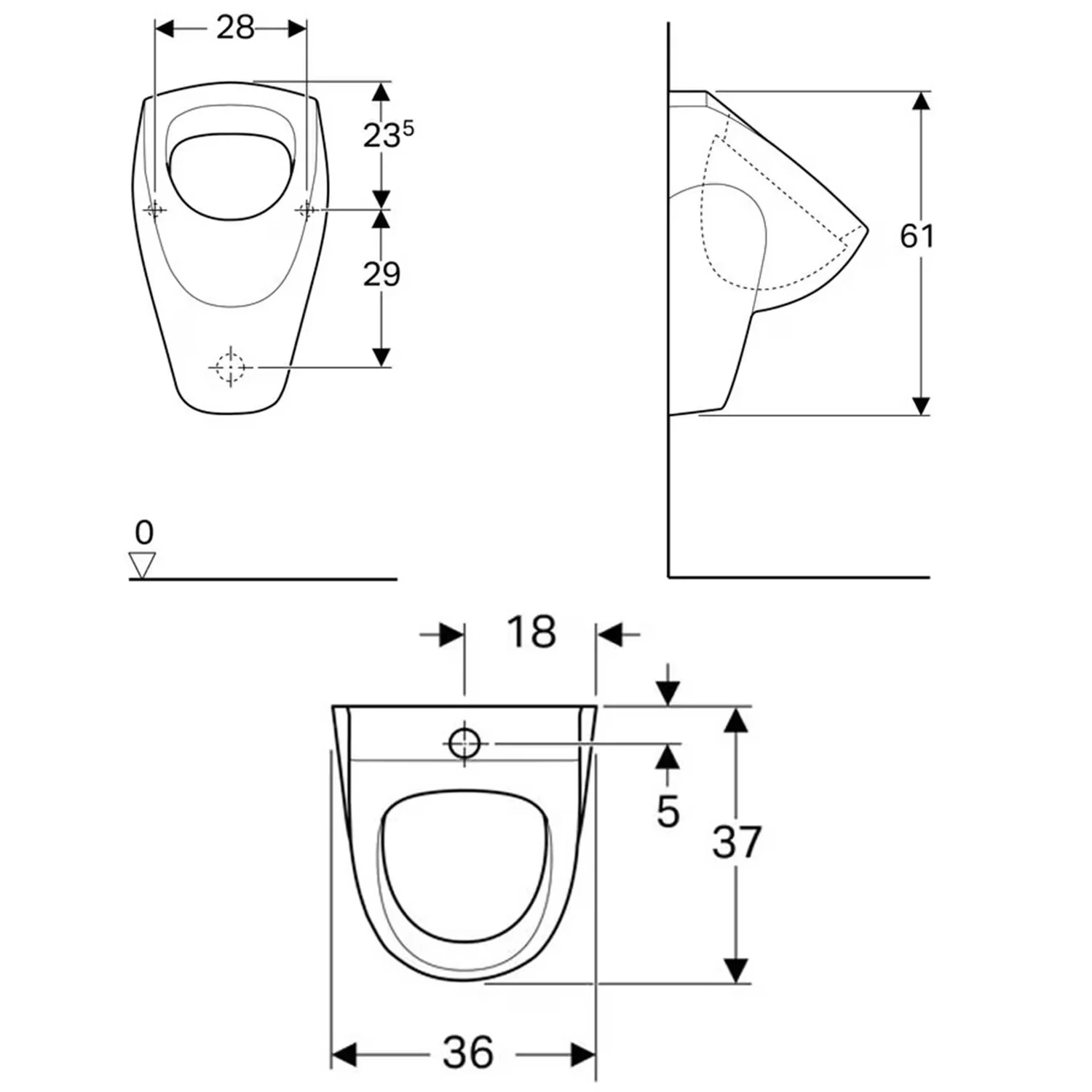 Geberit Renova Urinal, Zulauf von oben Bild 2