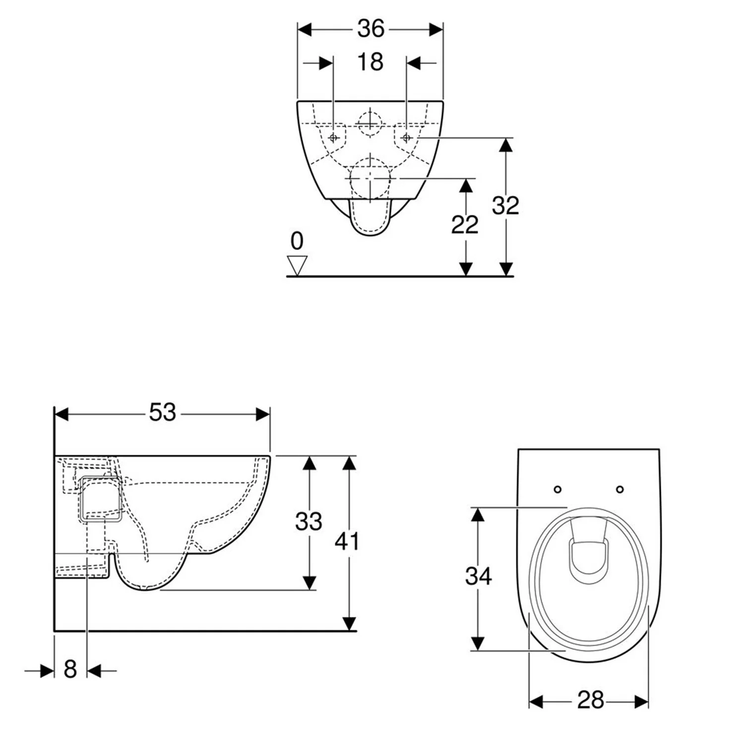 Geberit Renova Wand-WC Tiefspüler ohne Spülrand Bild 2