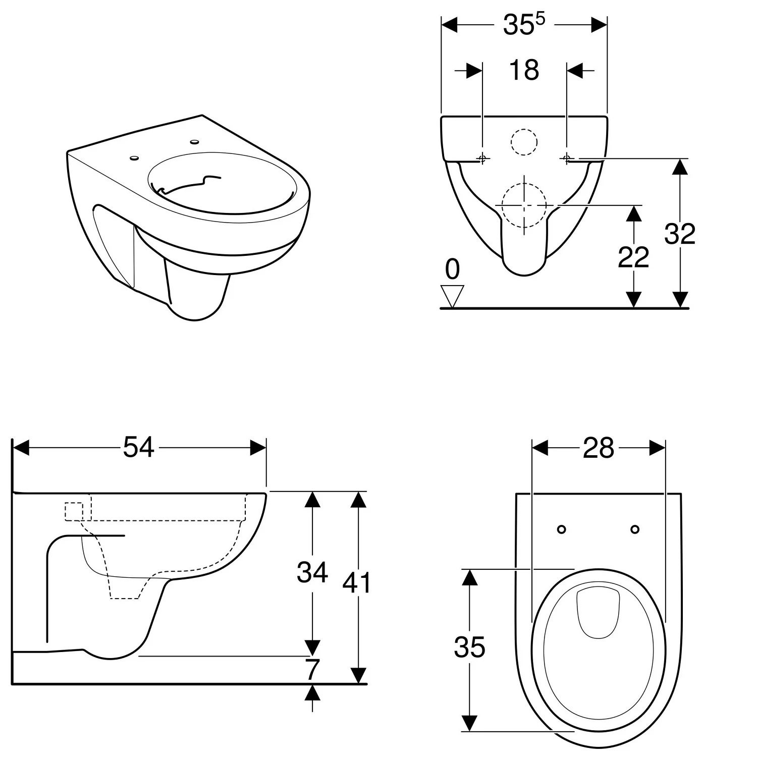 Geberit Renova Wand-Tiefspül-WC ohne Spülrand Bild 2