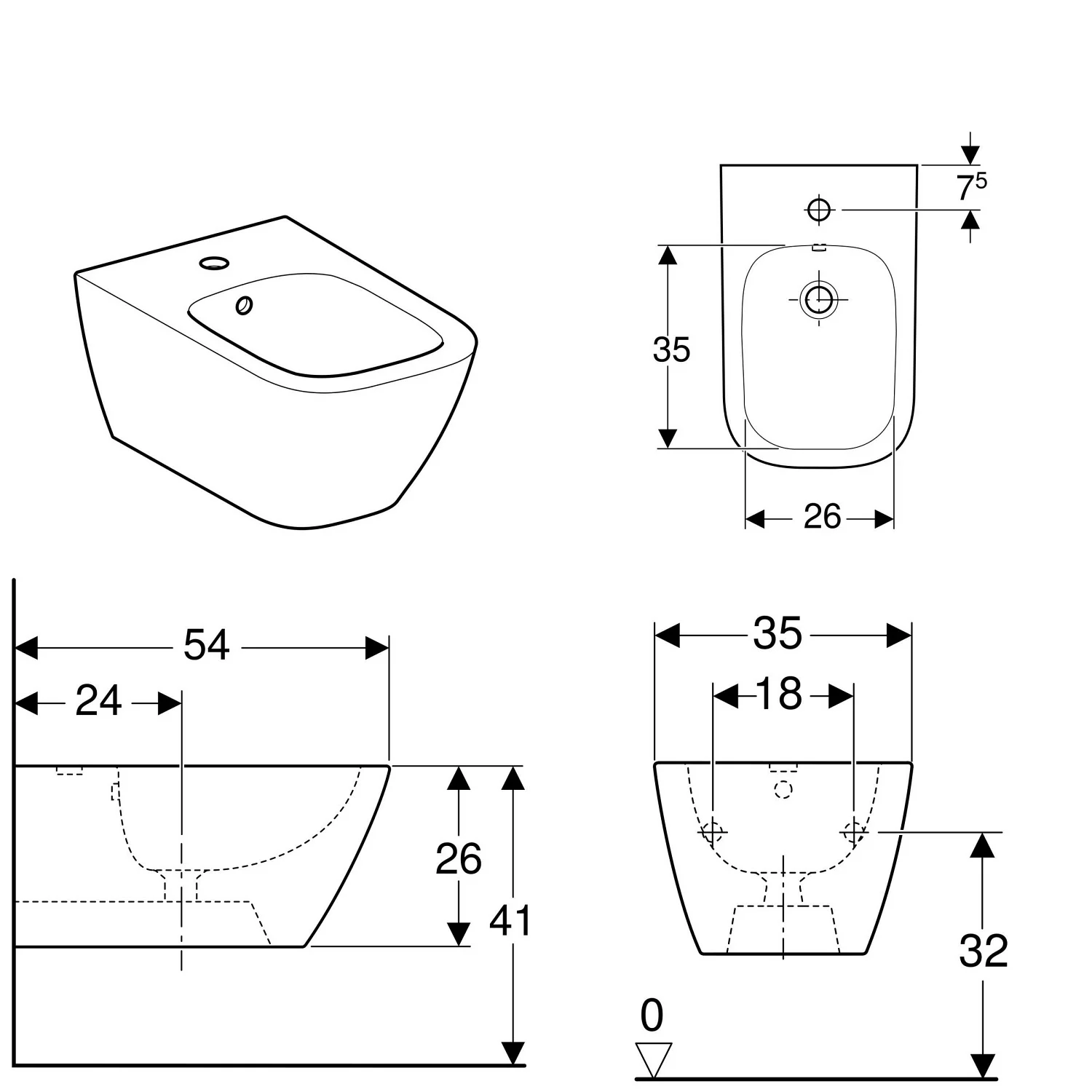 Geberit Smyle Square Wandbidet, geschlossene Form Bild 2