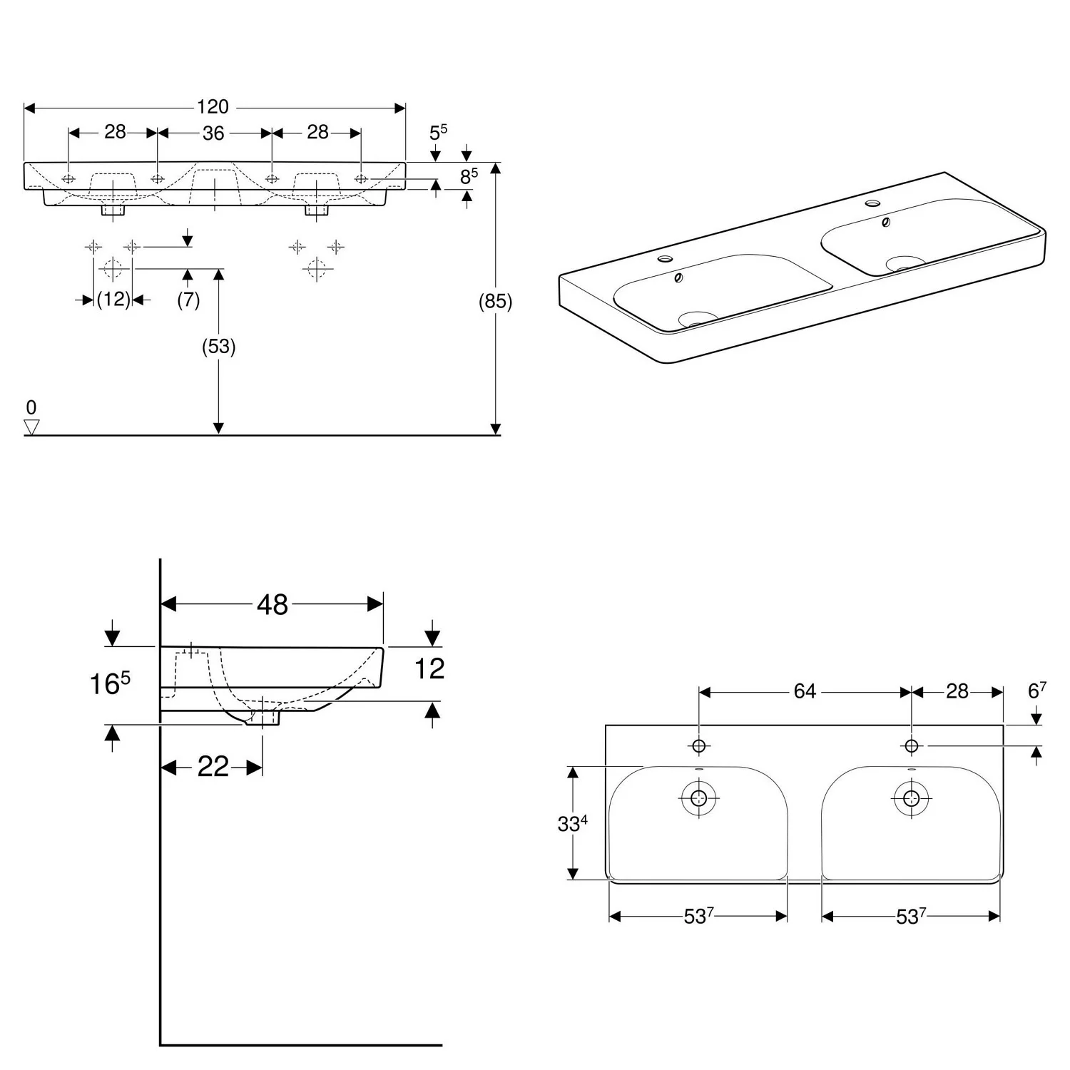 Geberit Smyle Square Doppelwaschtisch 120 cm Bild 4