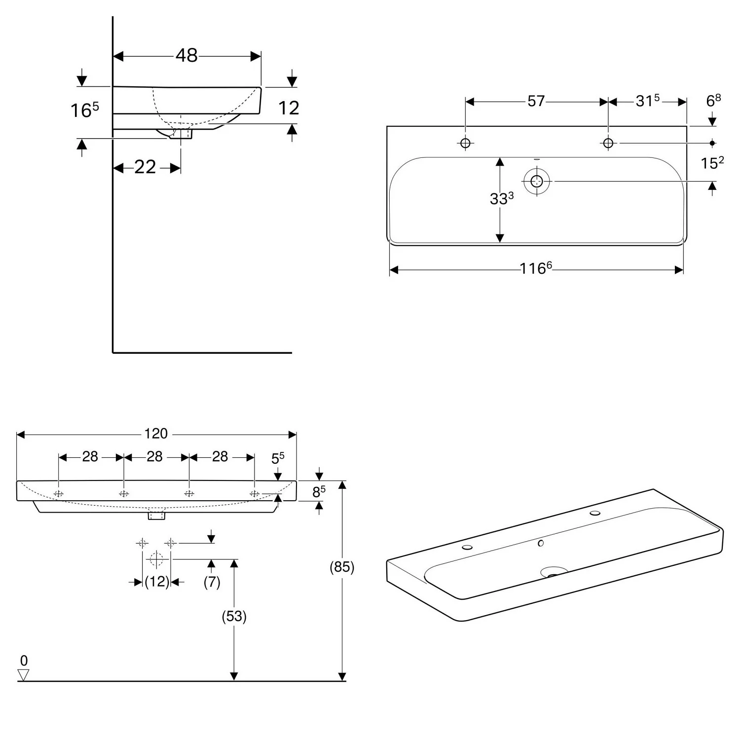 Geberit Smyle Square Waschtisch 120 cm Bild 3