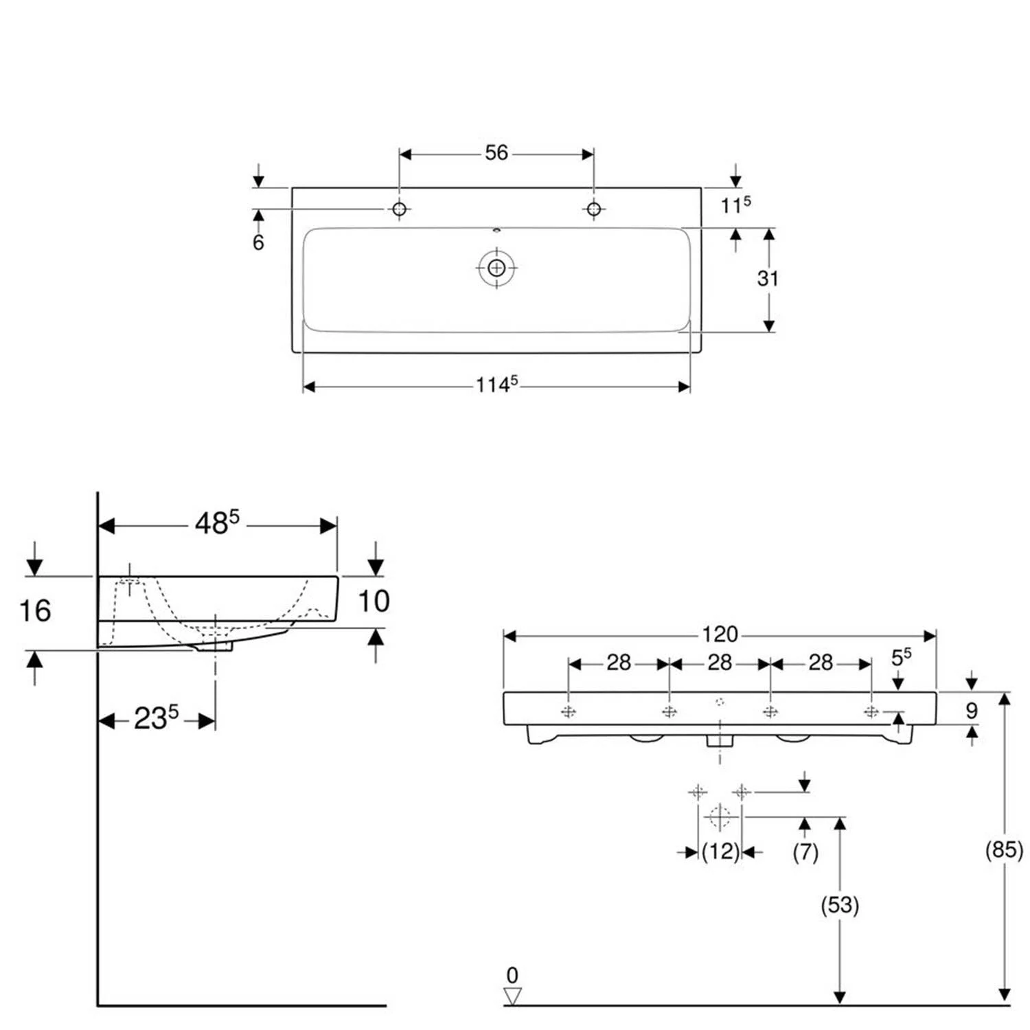 Geberit iCon Waschtisch 120 cm mit 2 Hahnlöchern Bild 5