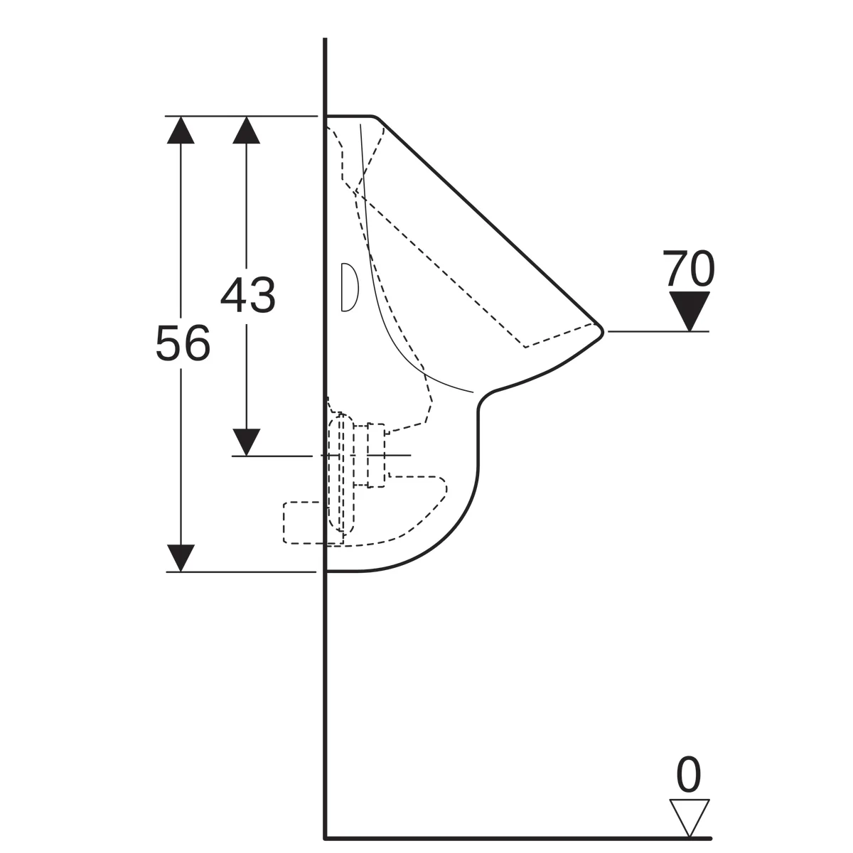 Geberit Aller Urinal mit Zulauf von oben, Abgang nach hinten oder unten Bild 3