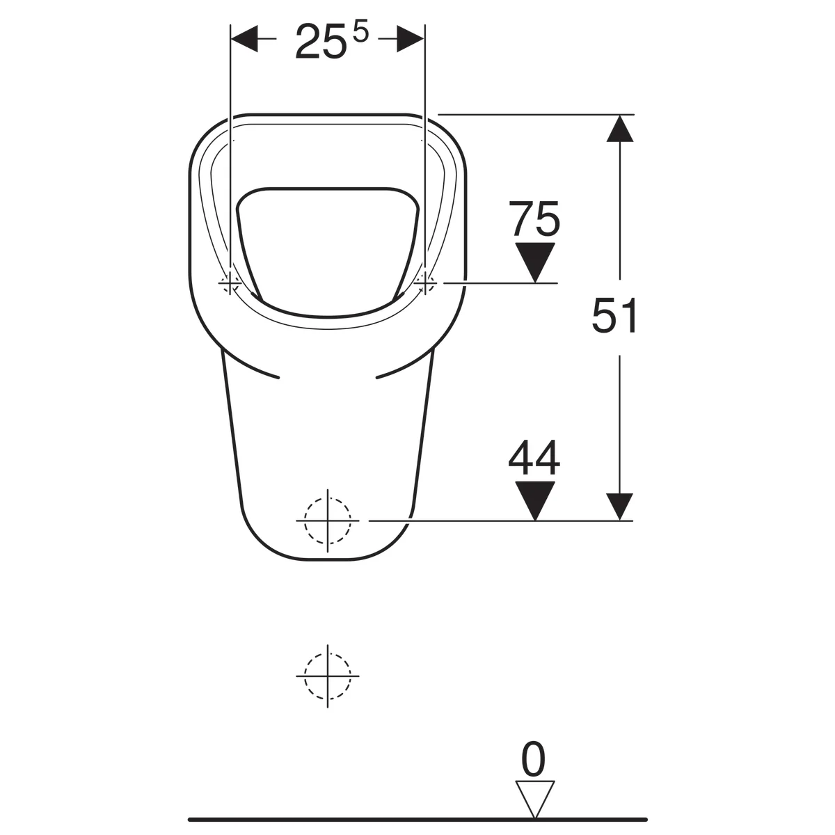 Geberit Aller Urinal mit Zulauf von oben, Abgang nach hinten oder unten Bild 4