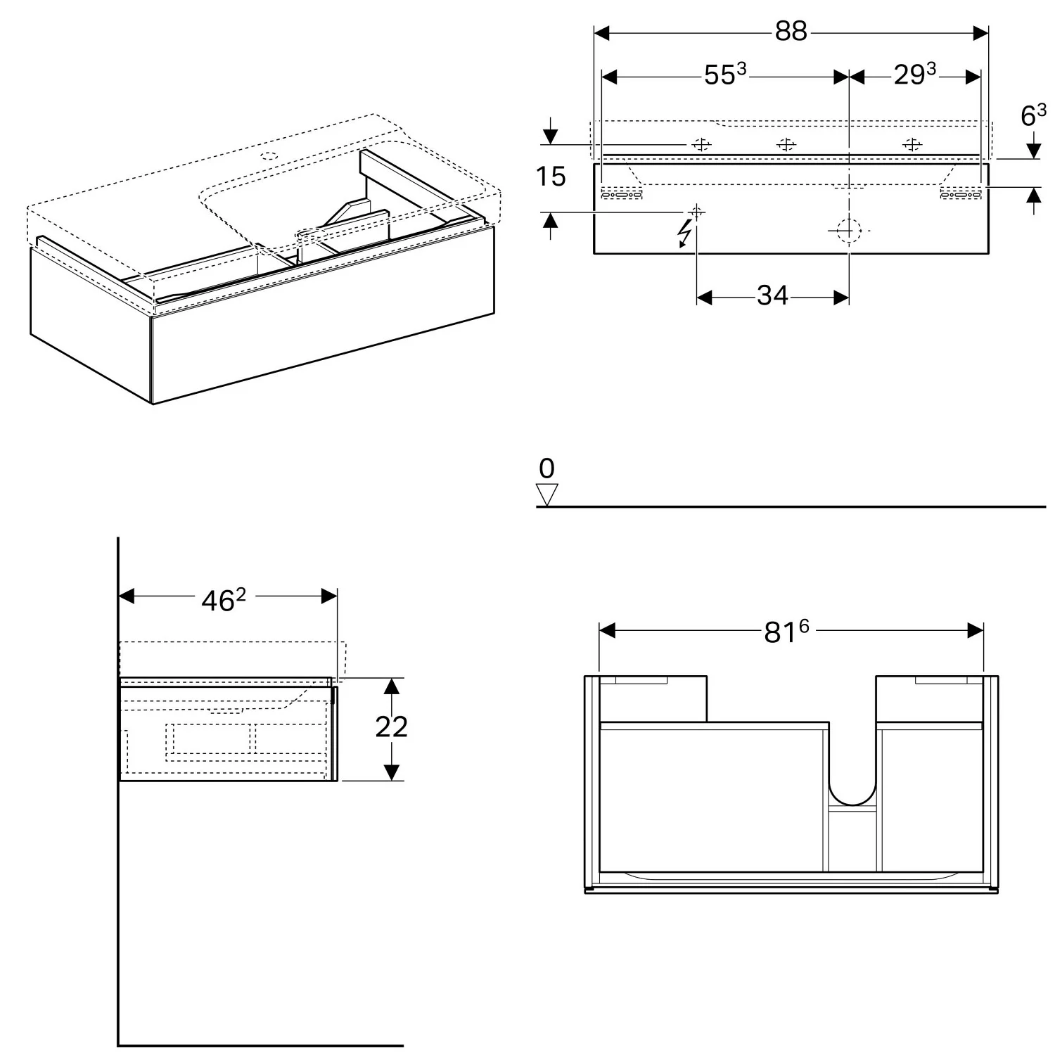 Geberit Xeno² Unterschrank für Waschtisch mit Ablagefläche, mit einer Schublade Bild 3