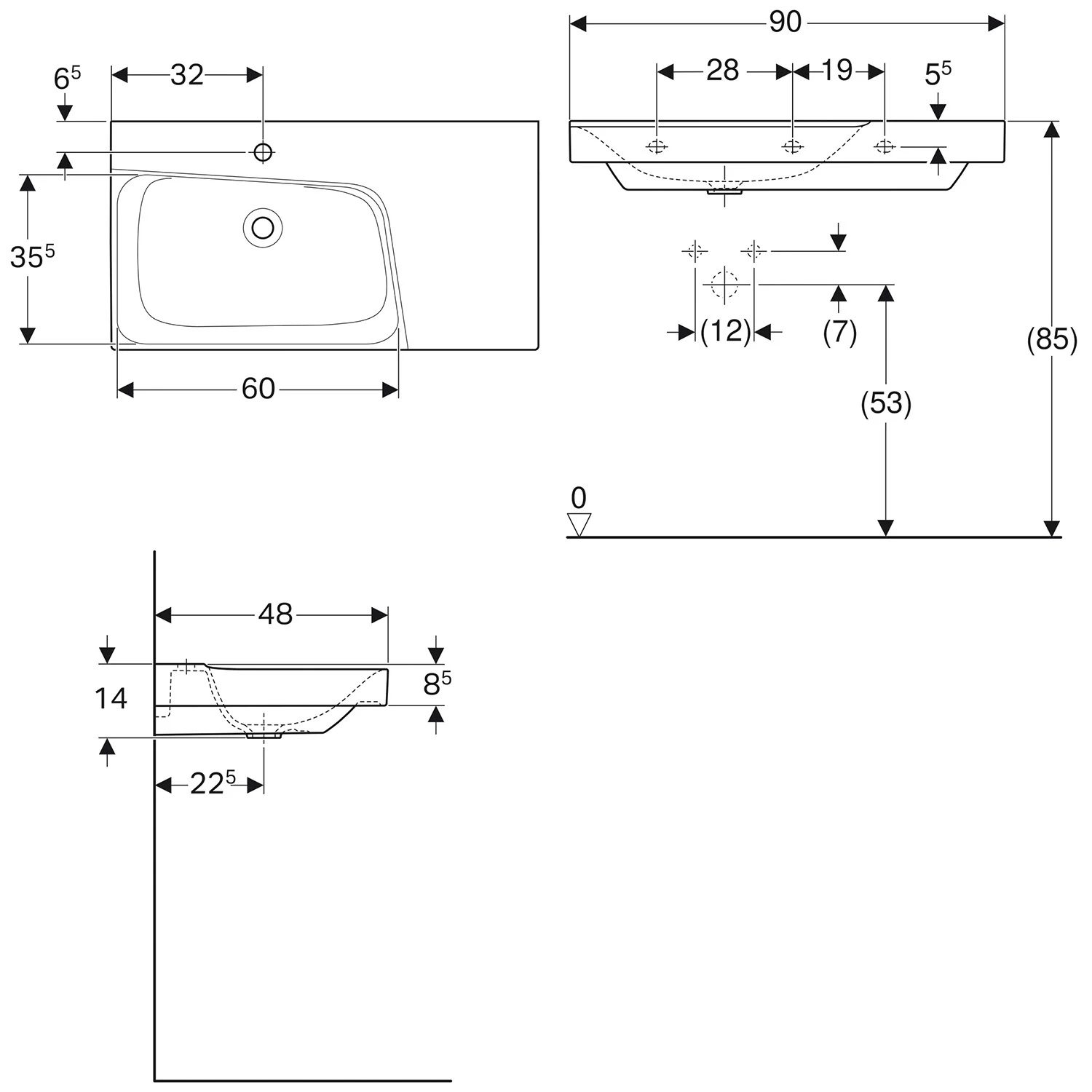Geberit Xeno² Waschtisch 90 cm mit Ablagefläche rechts Bild 5