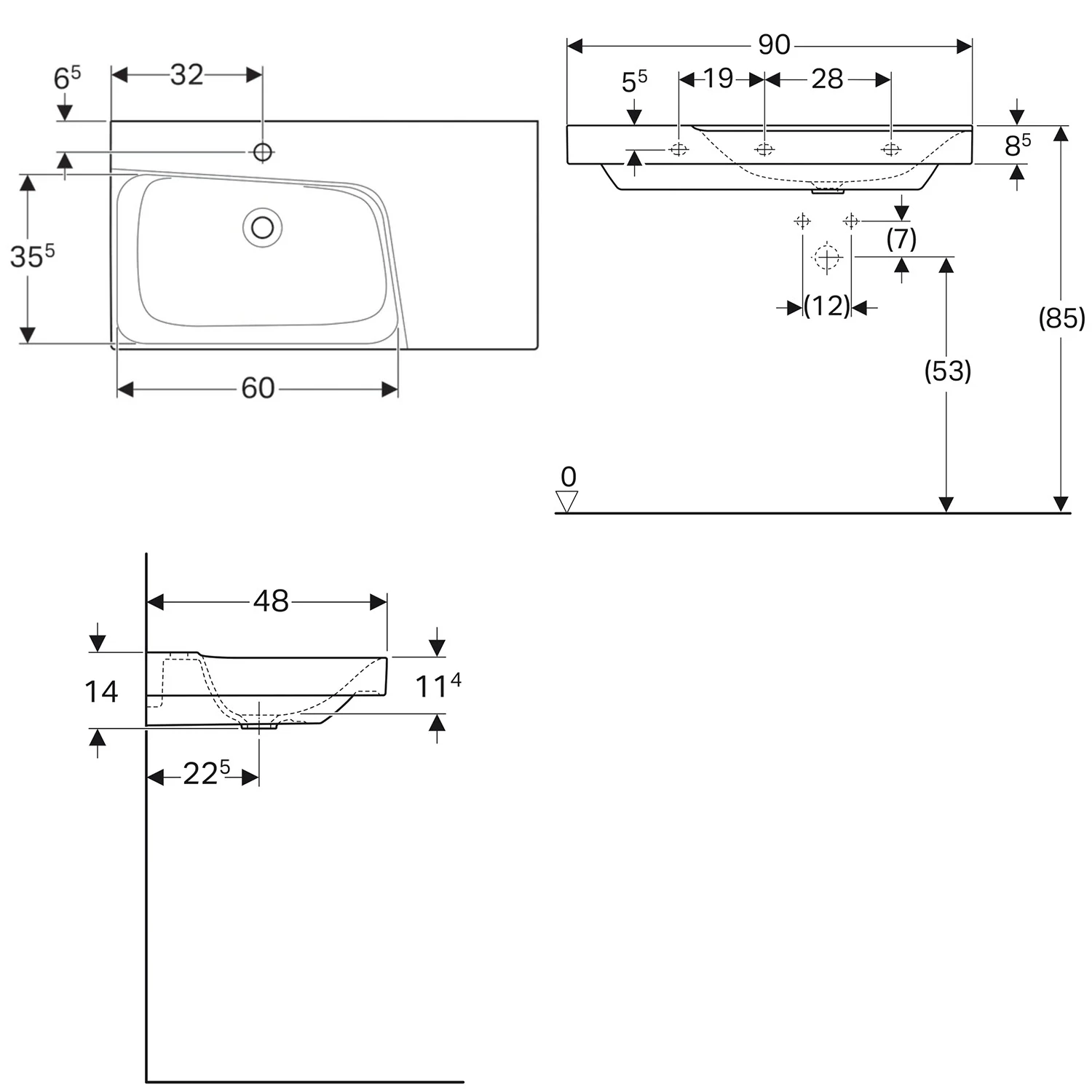 Geberit Xeno² Waschtisch 90 cm mit Ablagefläche links Bild 5