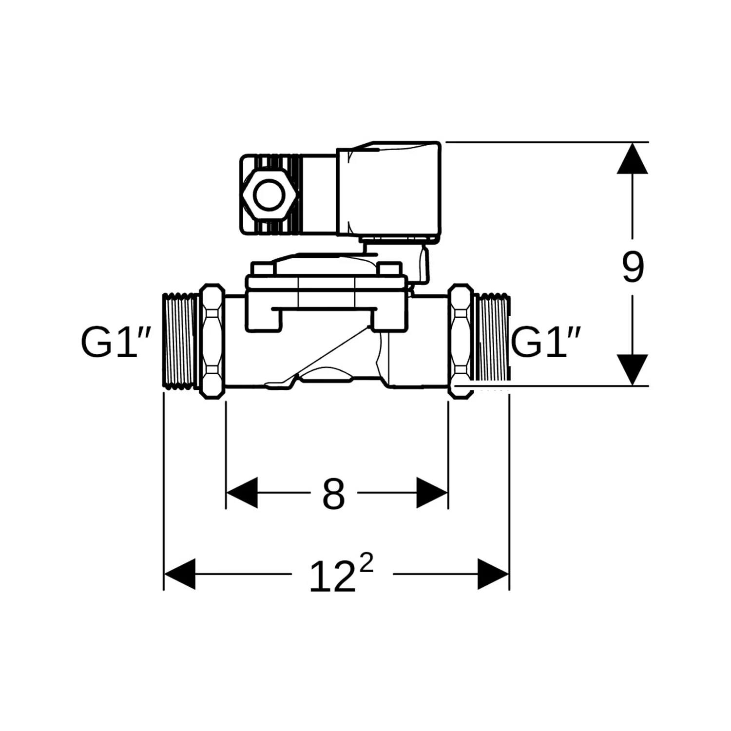 Rysunek techniczny zaworu elektromagnetycznego, Geberit