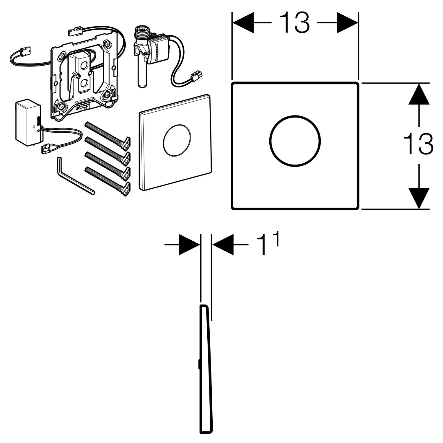 Geberit Mambo Urinalsteuerung berührungslos, Infrarot, Netzbetrieb, Betätigung aus Edelstahl Bild 4