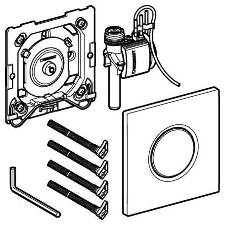 Geberit Urinalsteuerung mit pneumatischer Spülauslösung, Typ 01 Betätigungsplatte, Round Bild 2