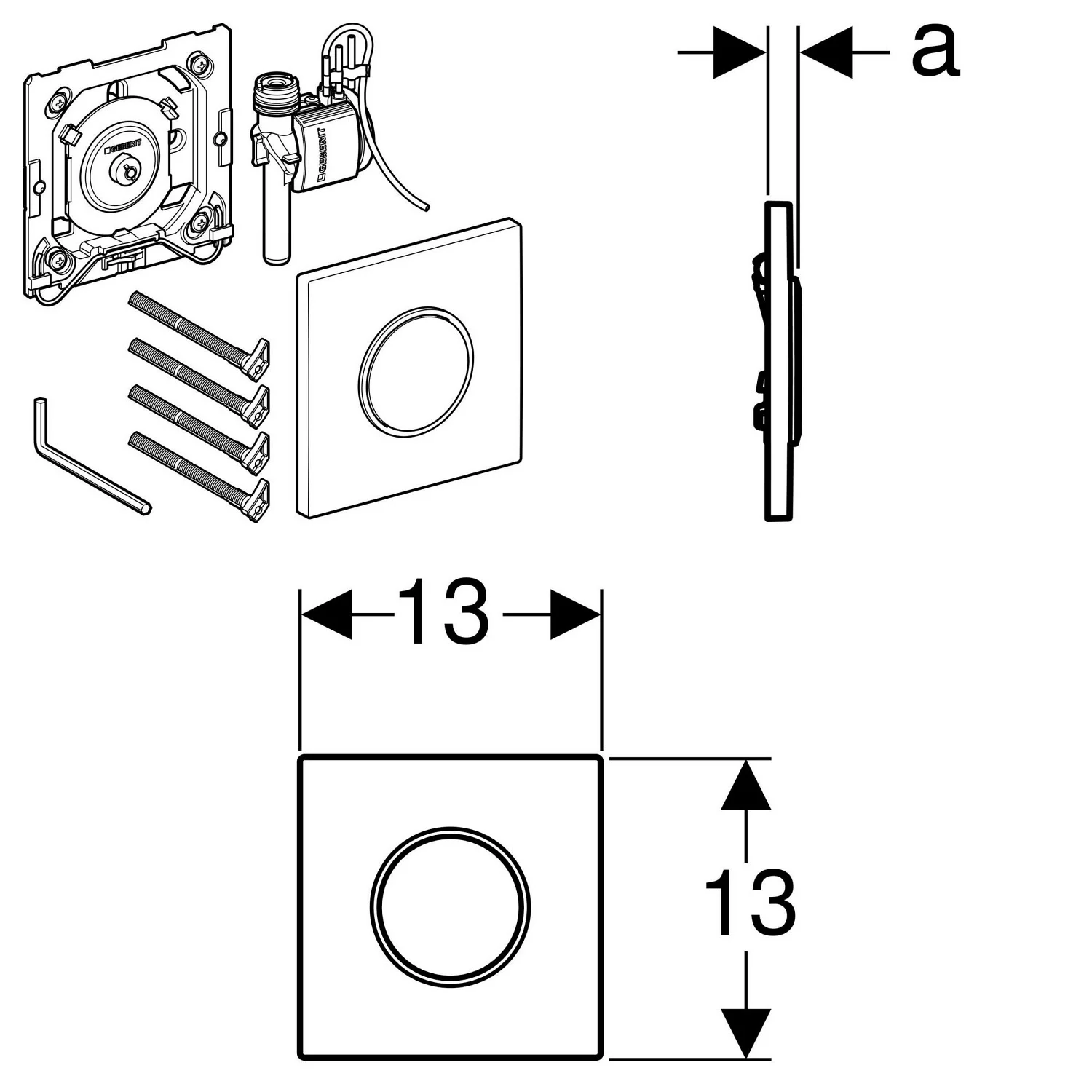 Geberit Urinalsteuerung mit pneumatischer Spülauslösung, Typ 10 Betätigungsplatte Bild 2