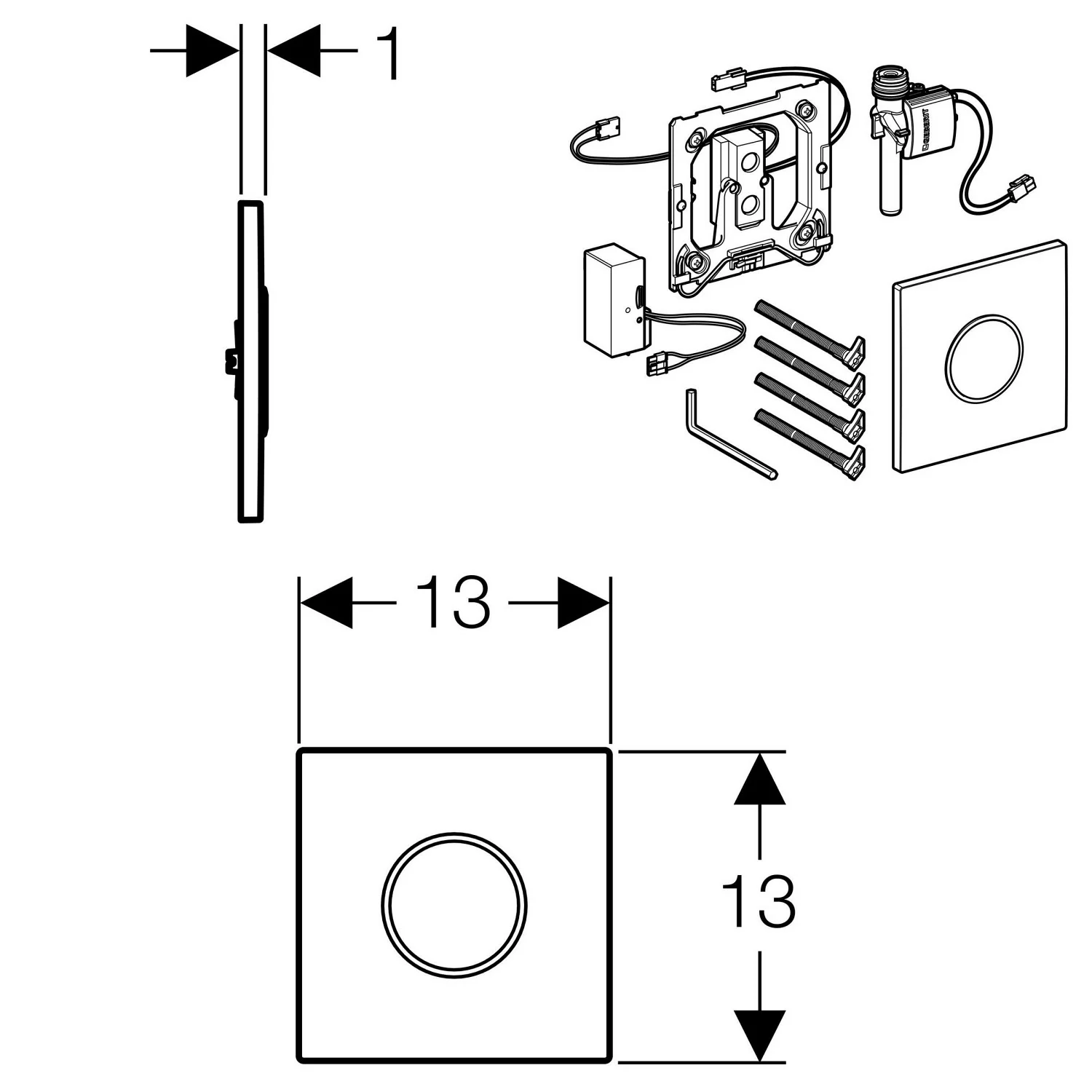 Geberit Urinalsteuerung mit elektronischer Spülauslösung, Netzbetrieb, Typ 10 Abdeckplatte Bild 5