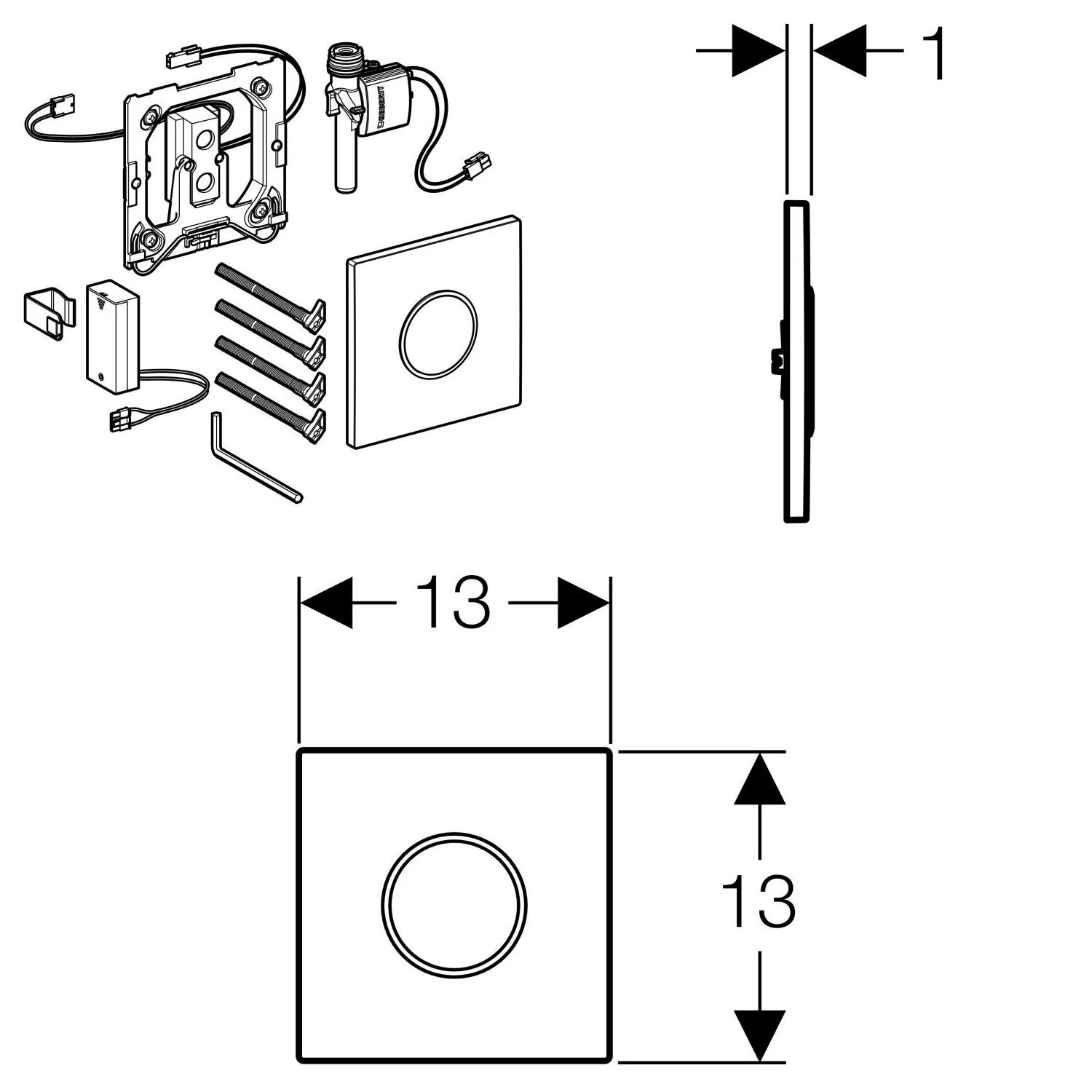 Geberit Urinalsteuerung mit elektronischer Spülauslösung, Batteriebetrieb, Typ 10 Abdeckplatte Bild 4