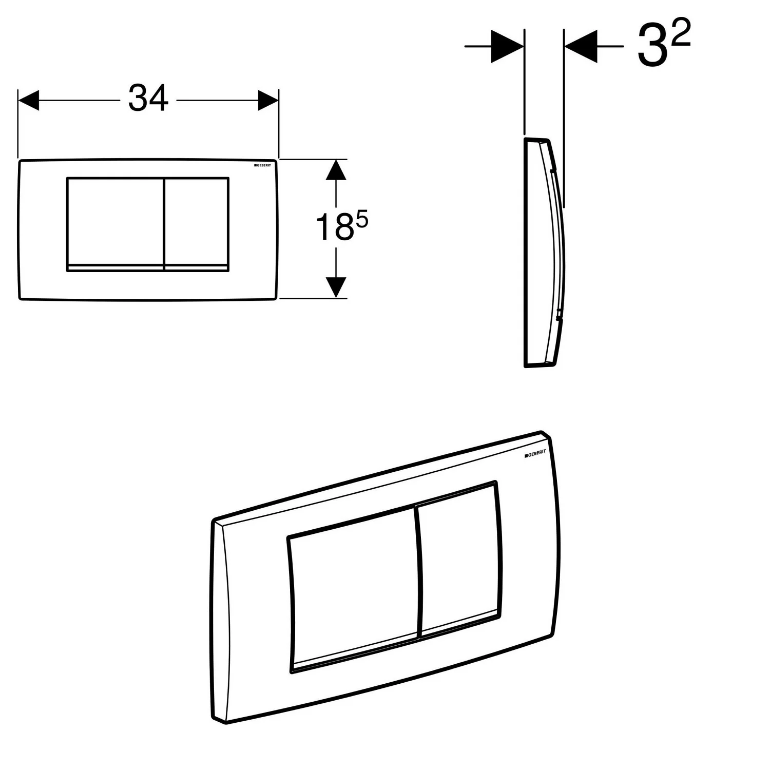 Geberit Twinline 30 Betätigungsplatte für 2-Mengen Spülung Bild 2