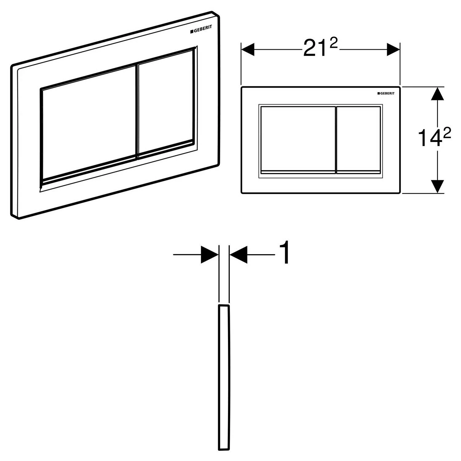 Geberit Omega 20 square Betätigungsplatte für 2-Mengen-Spülung Bild 2