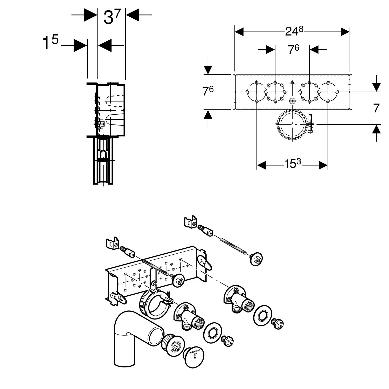 Geberit GIS Waschtisch-Set für Standarmatur Bild 2