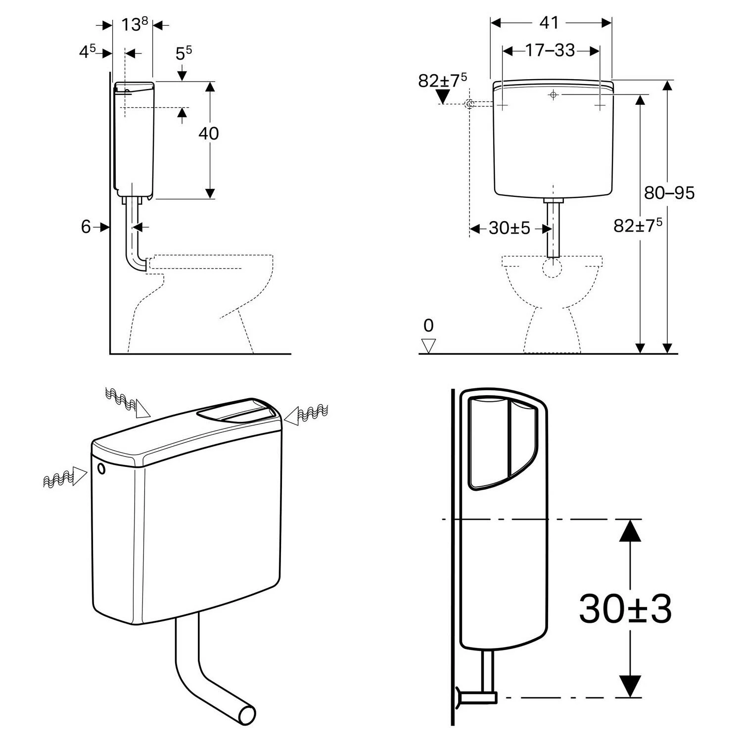 Geberit AP-Spülkasten AP140 tiefhängend mit 2-Mengen-Spülung Bild 3