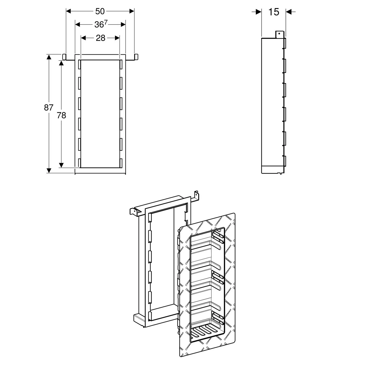 Geberit Duofix Element für Nischenablagebox mit Einlegeböden Bild 2