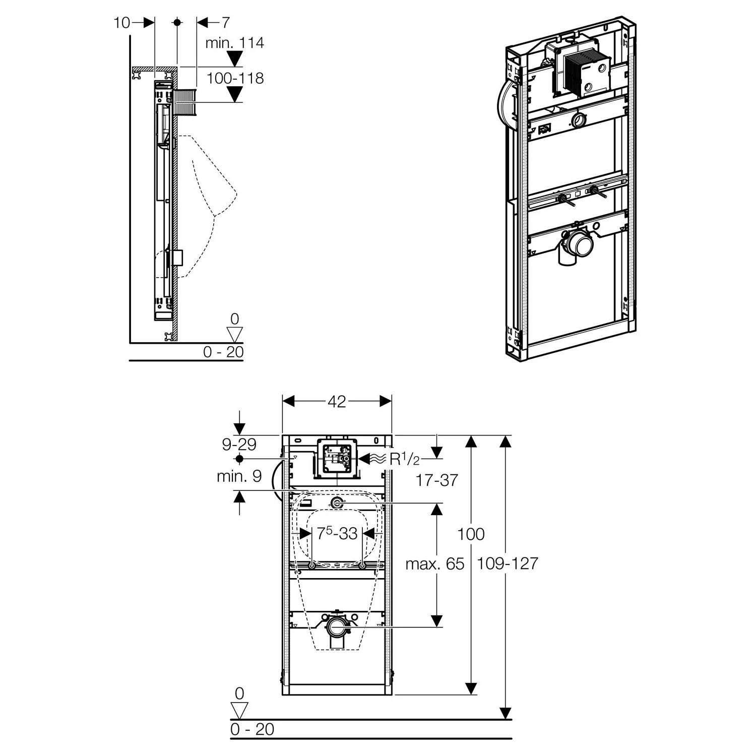 Geberit GIS Element Urinal Universal, min 114 cm Bild 2