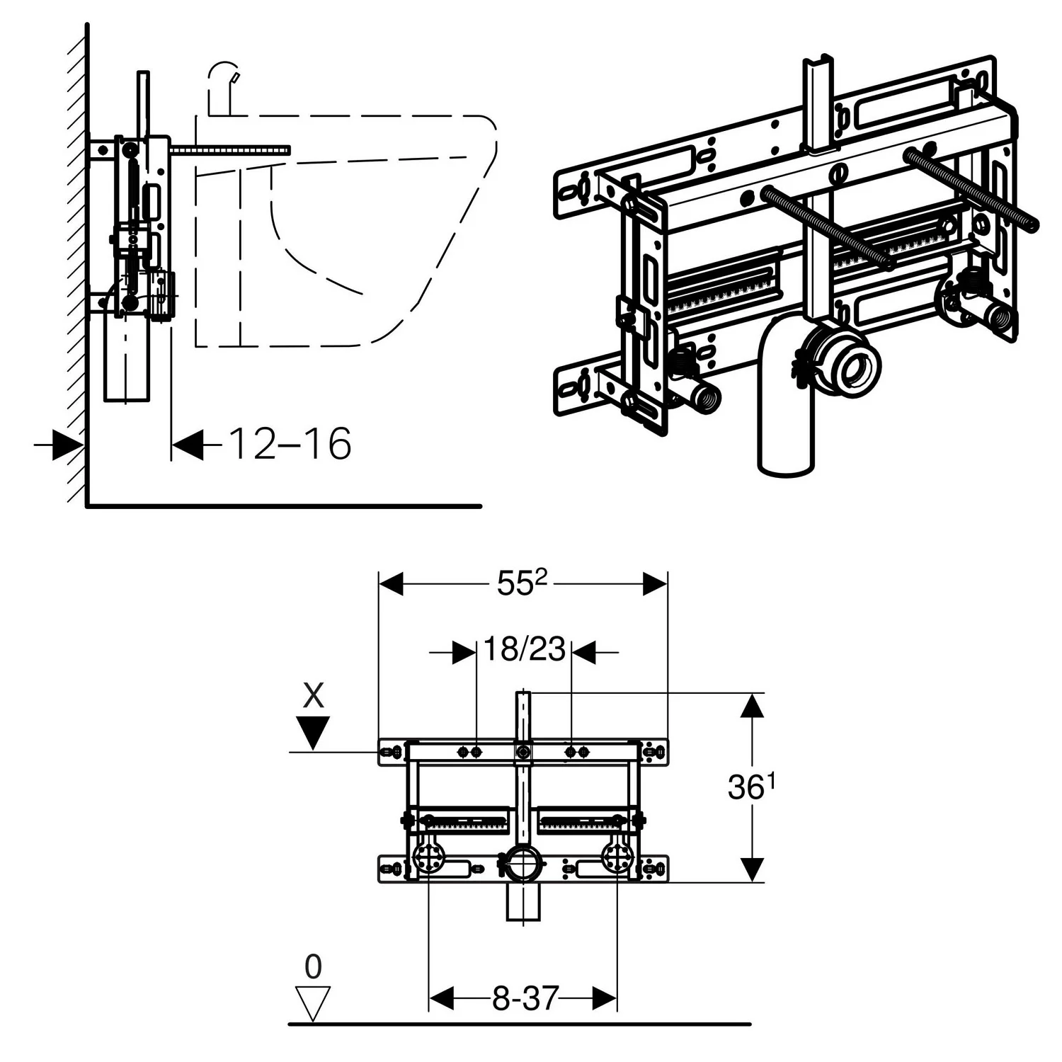 Geberit Kombifix Element Bidet Universal, tiefenverstellbar Bild 2